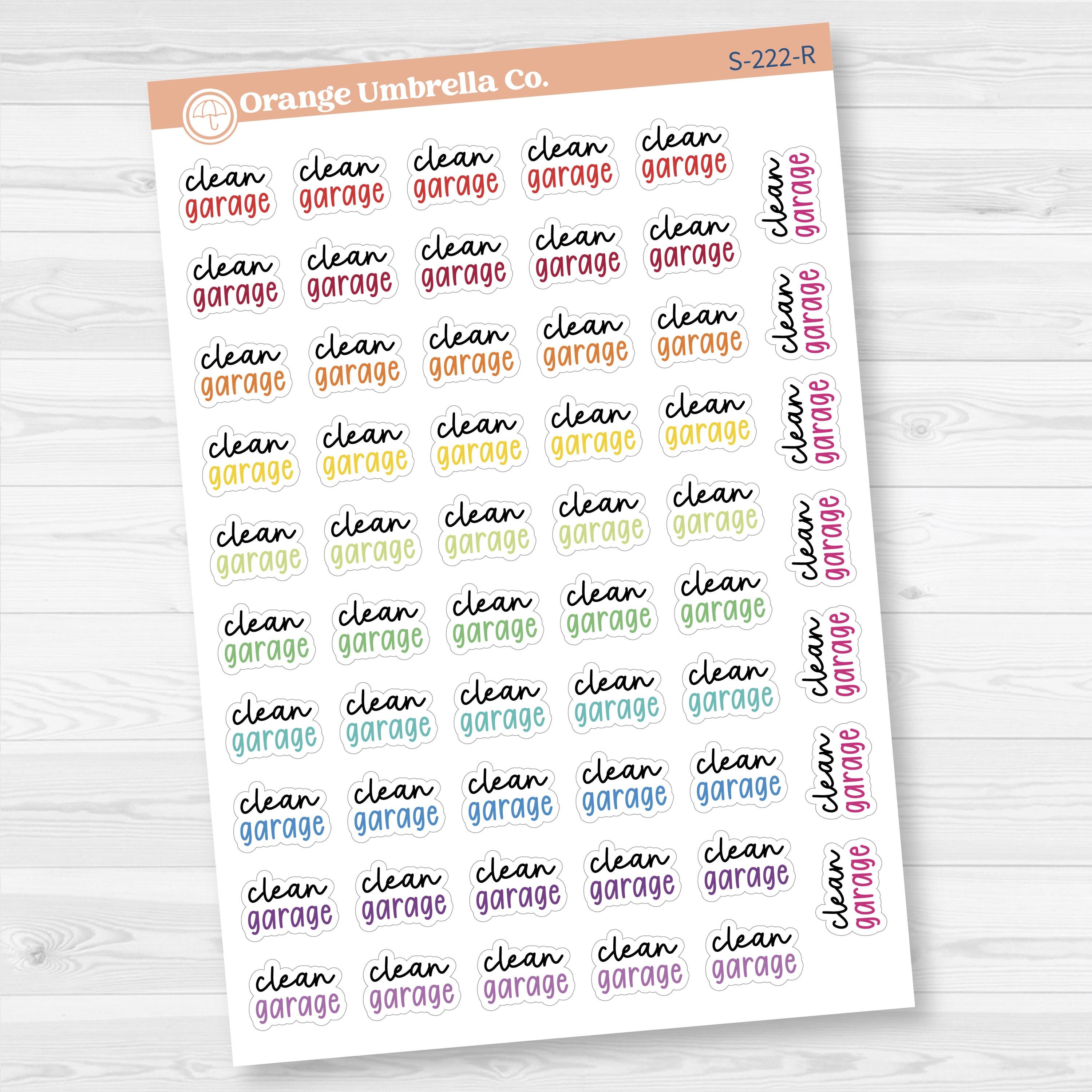 Clean Garage Script Planner Stickers | F17 | S-222
