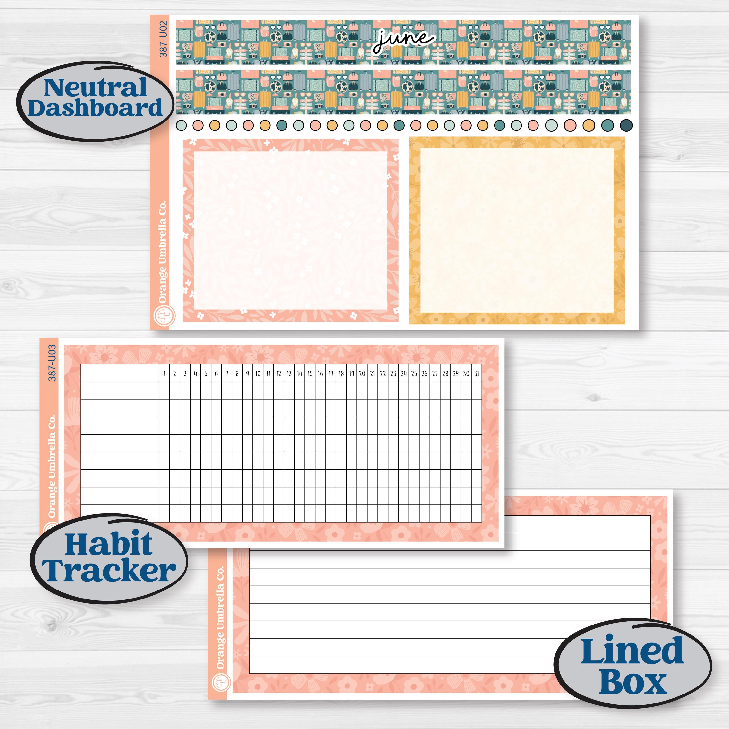 Travel Vacation Planner Kit | 8.5x11 Plum Monthly & Dashboard Planner Kit Stickers | Adventure Awaits | KIT-387-U