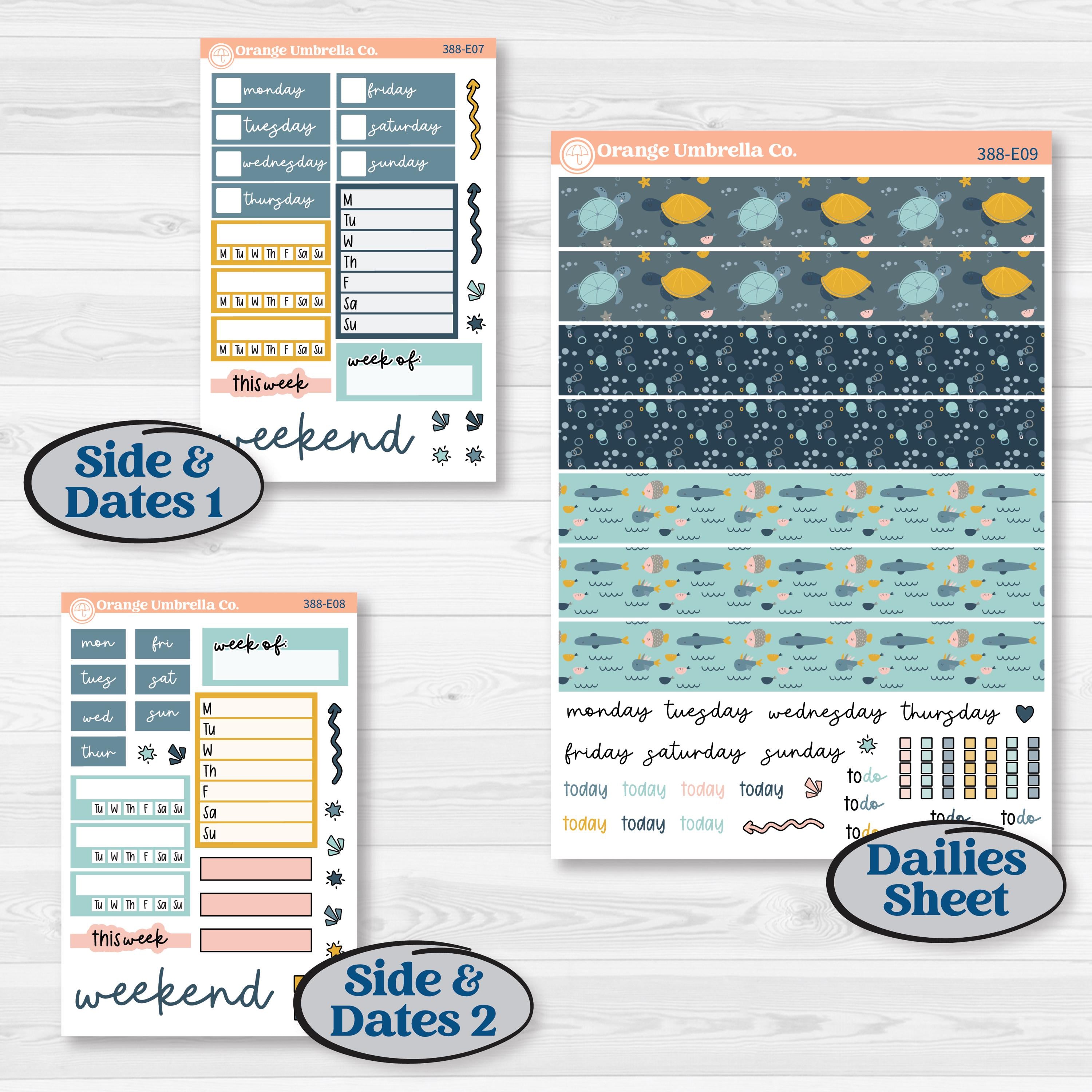 Summer Ocean Beach Kit | Hobonichi Cousin Weekly & Daily Planner Kit Stickers | Seas the Day | KIT-388-E