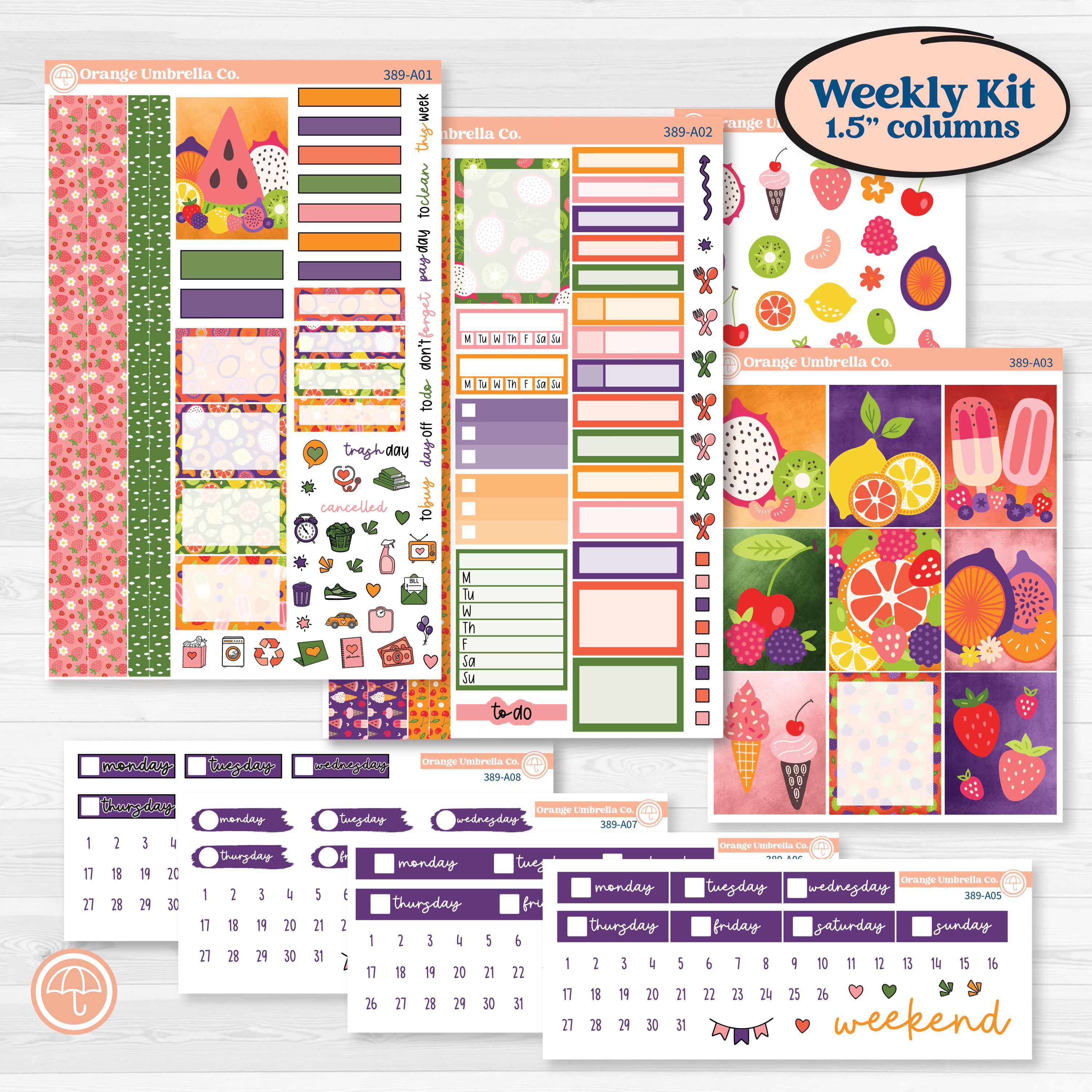 Summer Fruit Kit | Weekly Sticker Kit for Vertical Planners like Erin Condren | Ripe | KIT-389-A