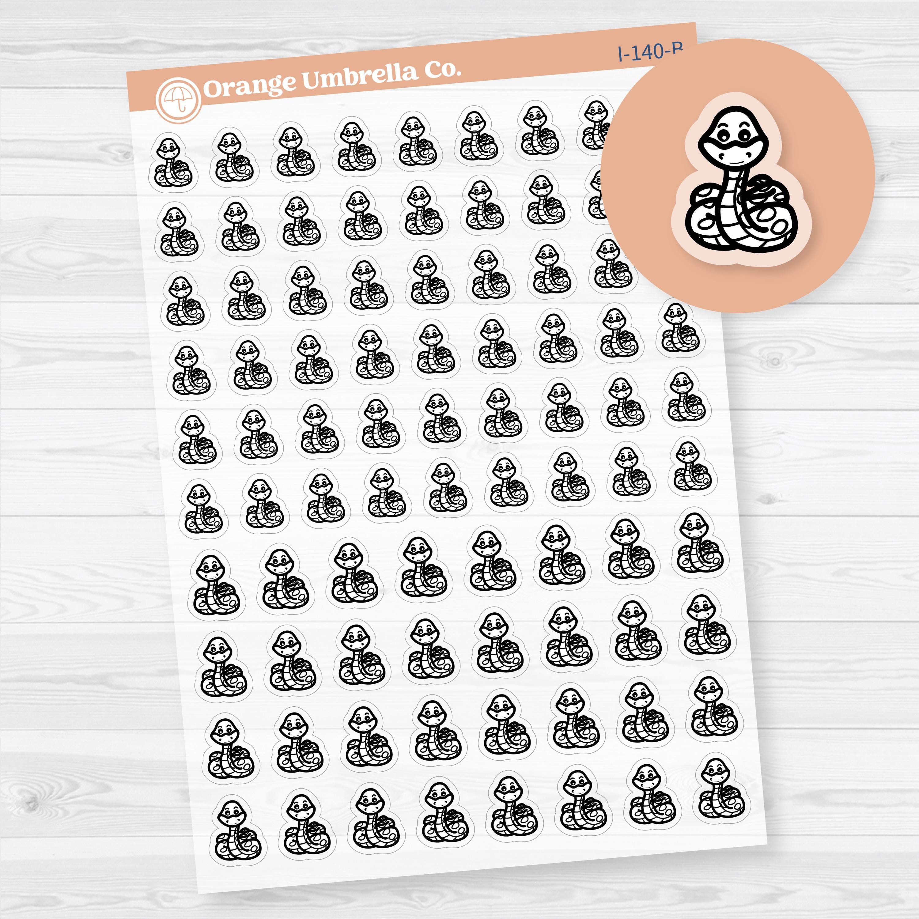 Feed Snake | Clean Snake Cage | Hand Doodled Icons Planner Stickers | Clear Matte | I-140-BCM