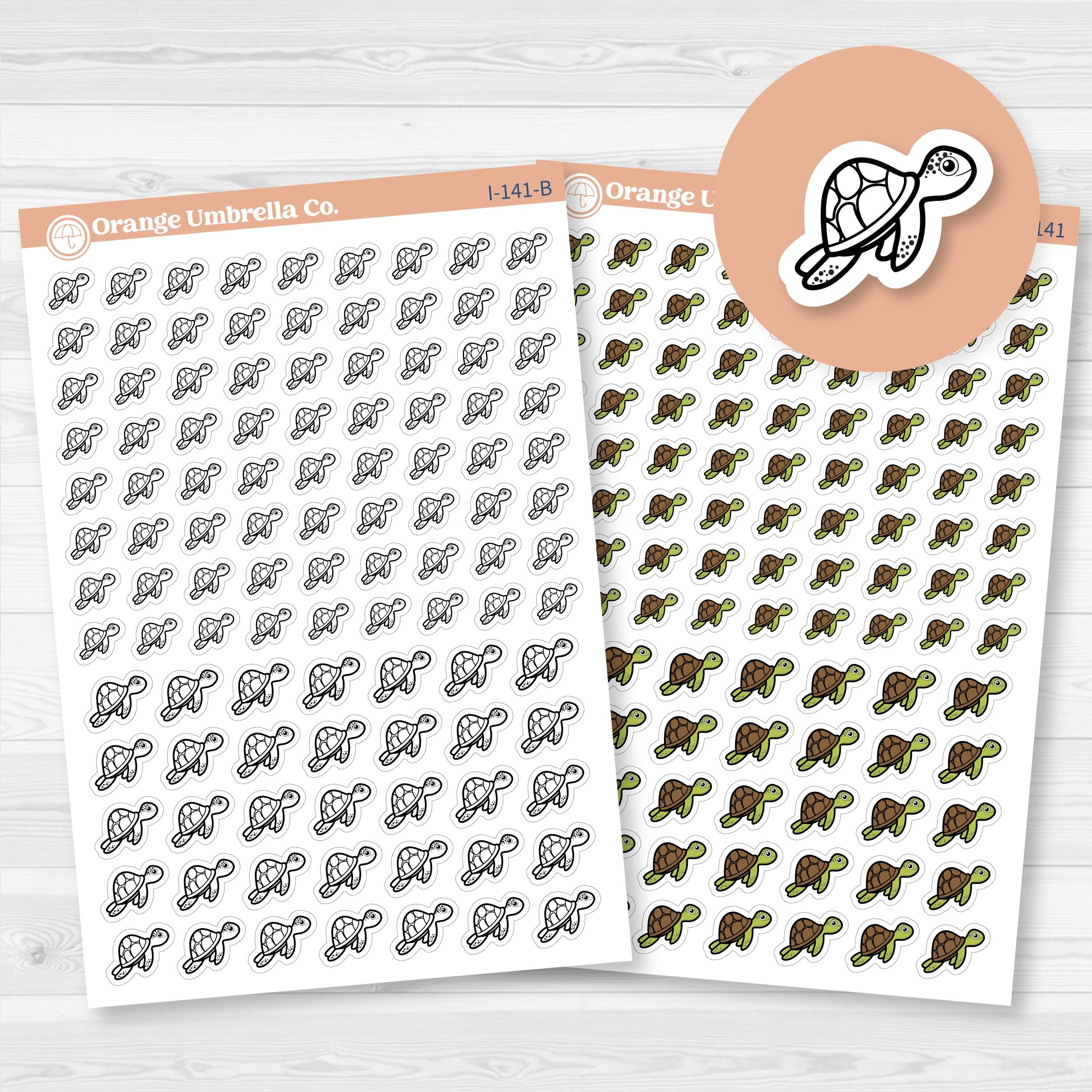 Feed Turtle | Clean Turtle Cage | Hand Doodled Icons Planner Stickers | I-141