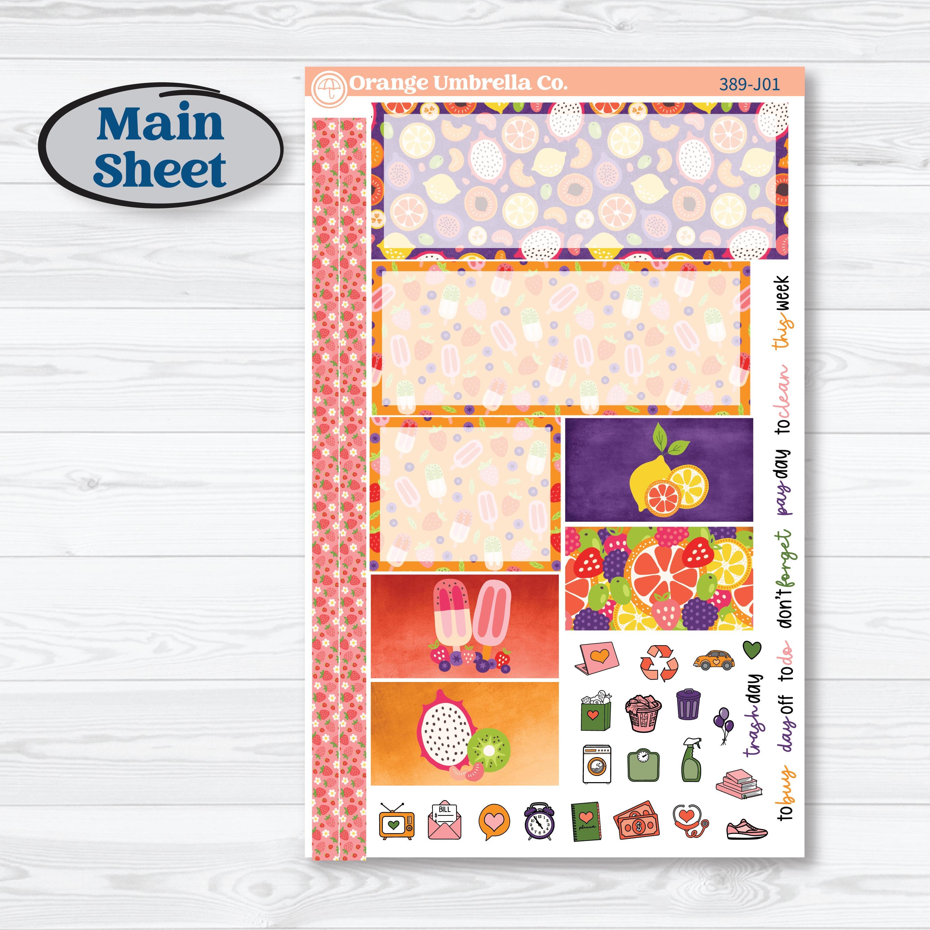 Summer Fruit Kit | Plum Vertical Priorities 7x9 Planner Kit Stickers | Ripe | KIT-389-J