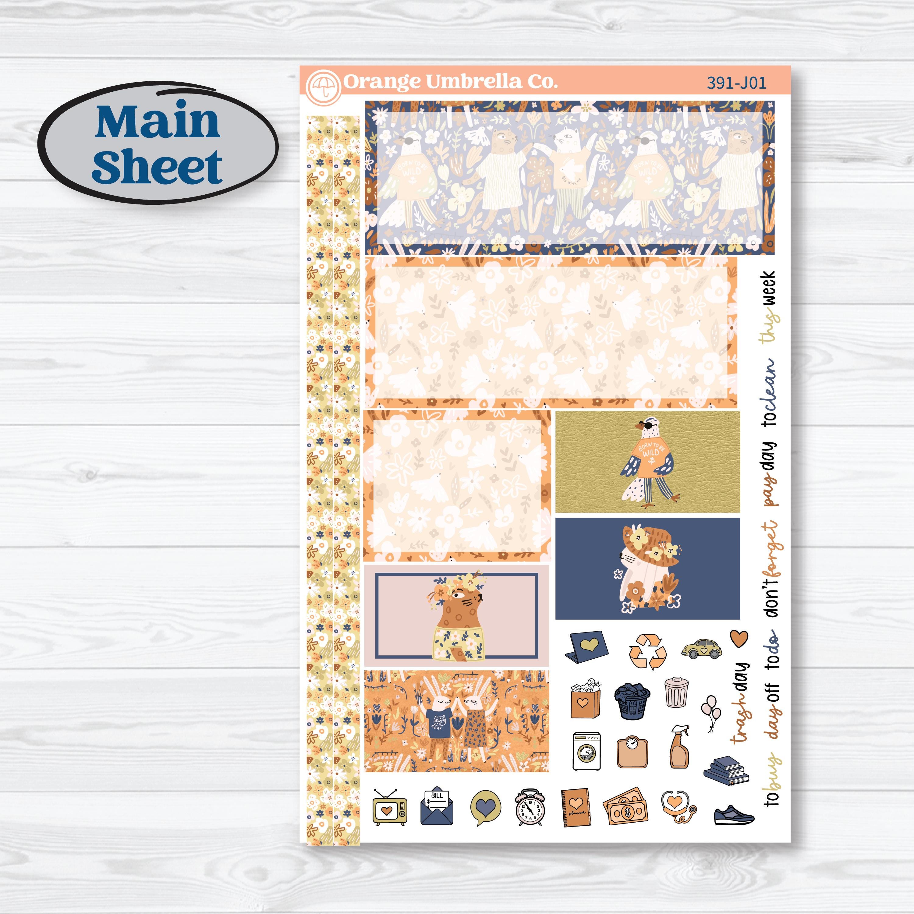 Fun Animal Kit | Plum Vertical Priorities 7x9 Planner Kit Stickers | Gone With The Wild | KIT-391-J