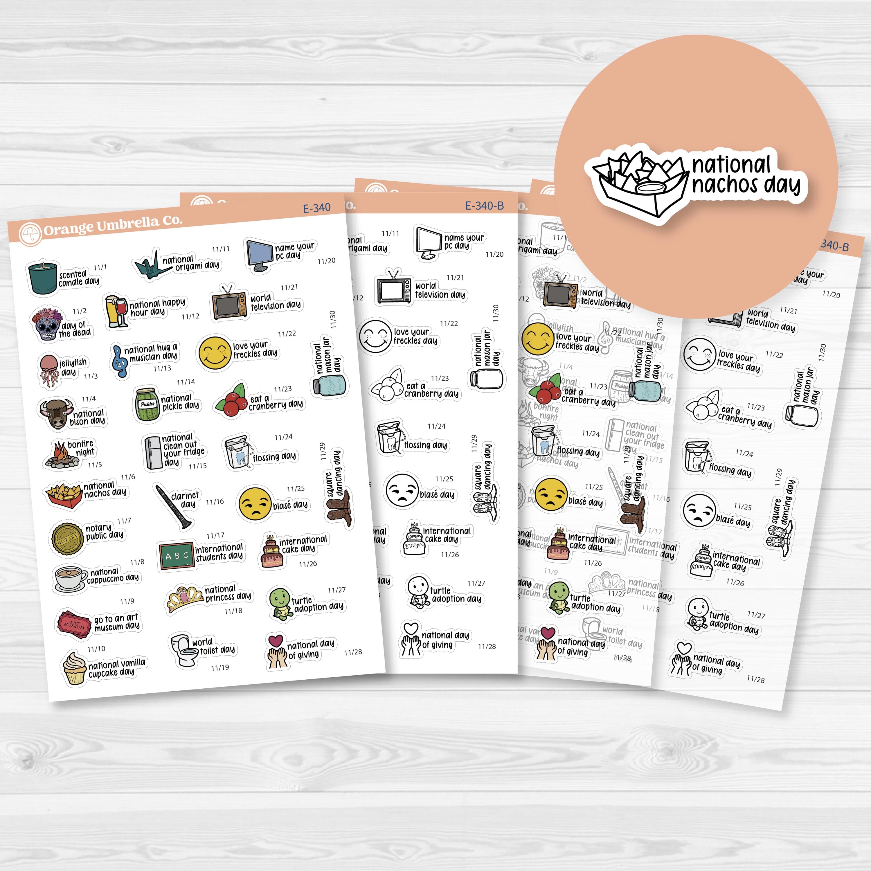 November Wacky Holidays Script Planner Stickers | F17 | E-340