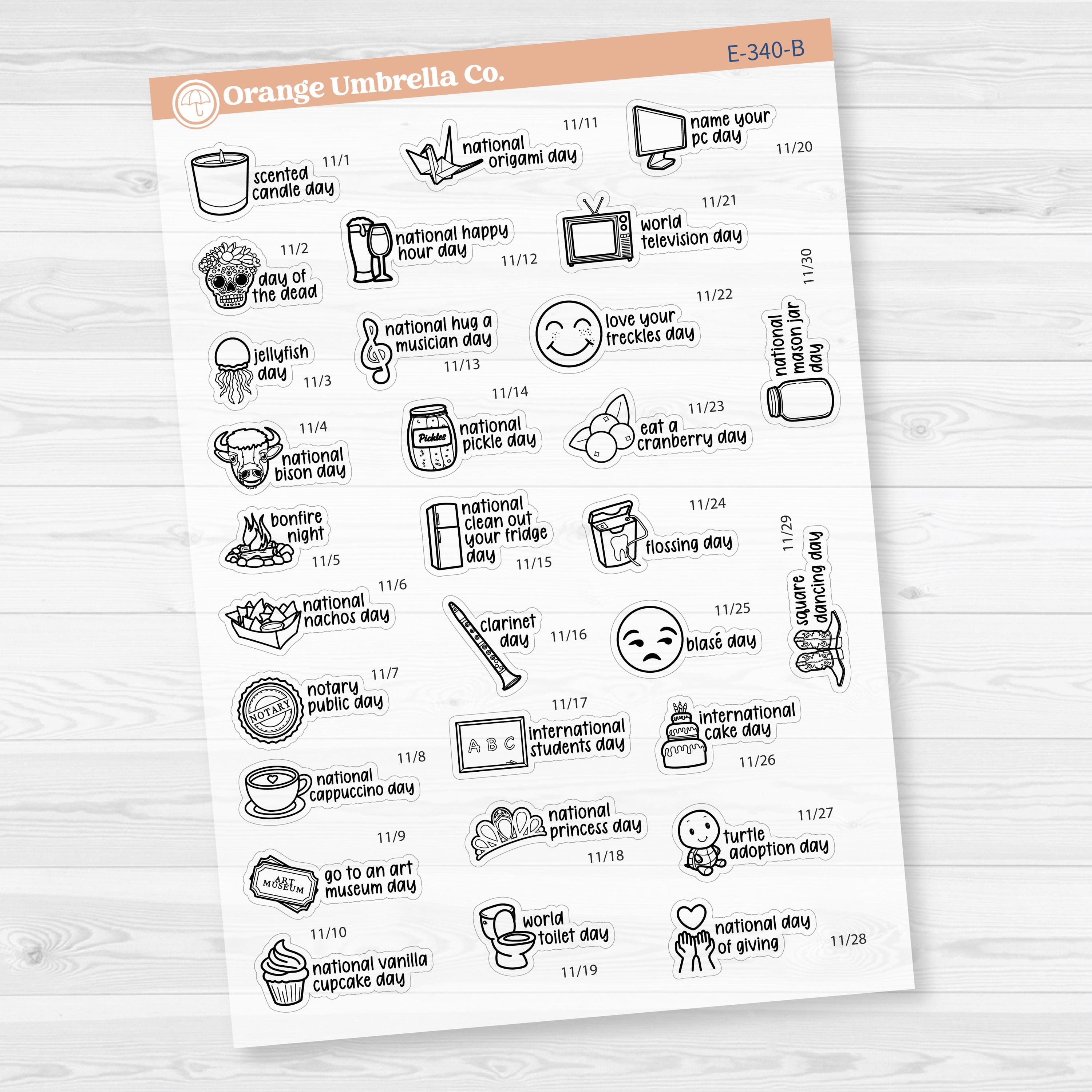 November Wacky Holidays Script Planner Stickers | F17 | E-340