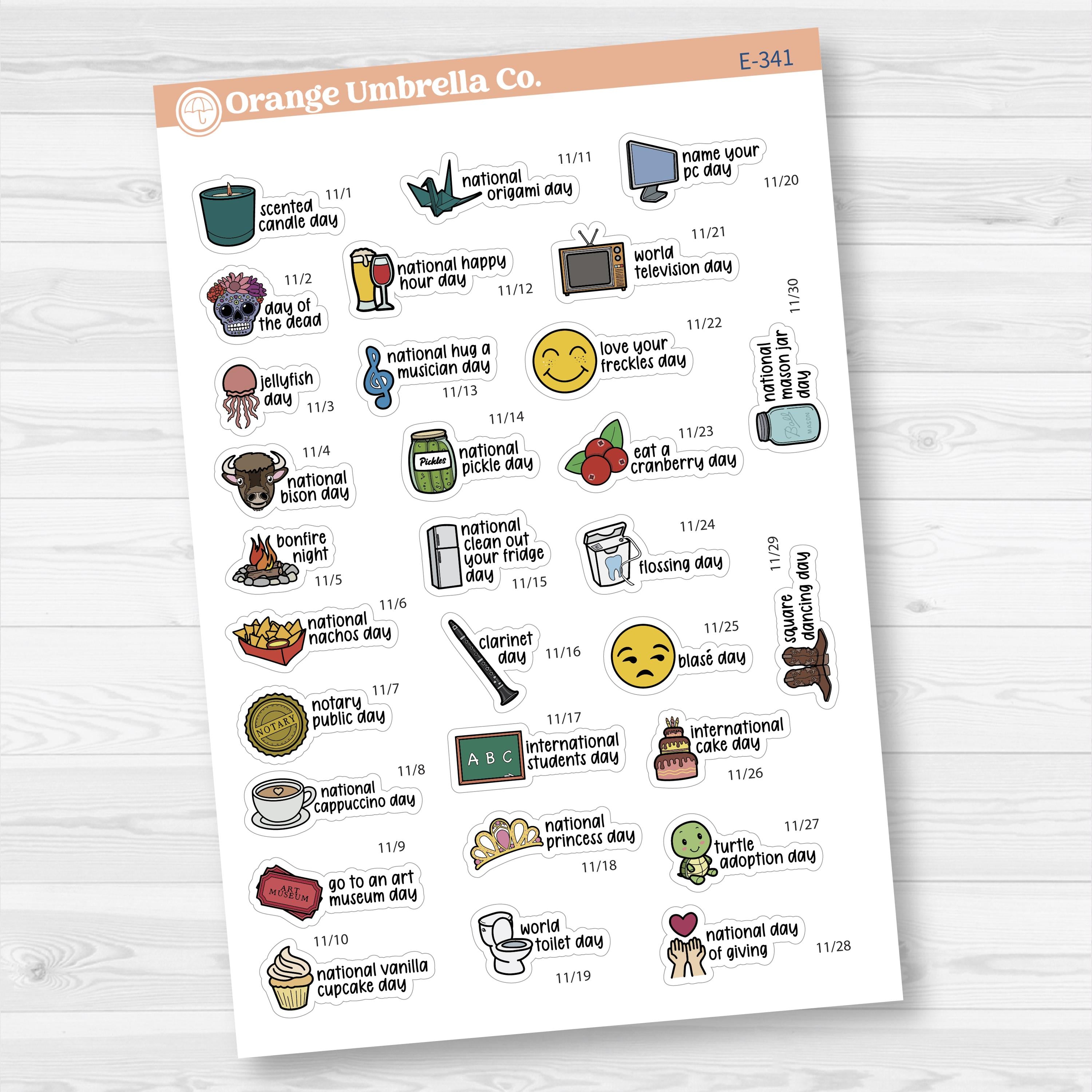 November Wacky Holidays Mini Script Planner Stickers | F17 | E-341