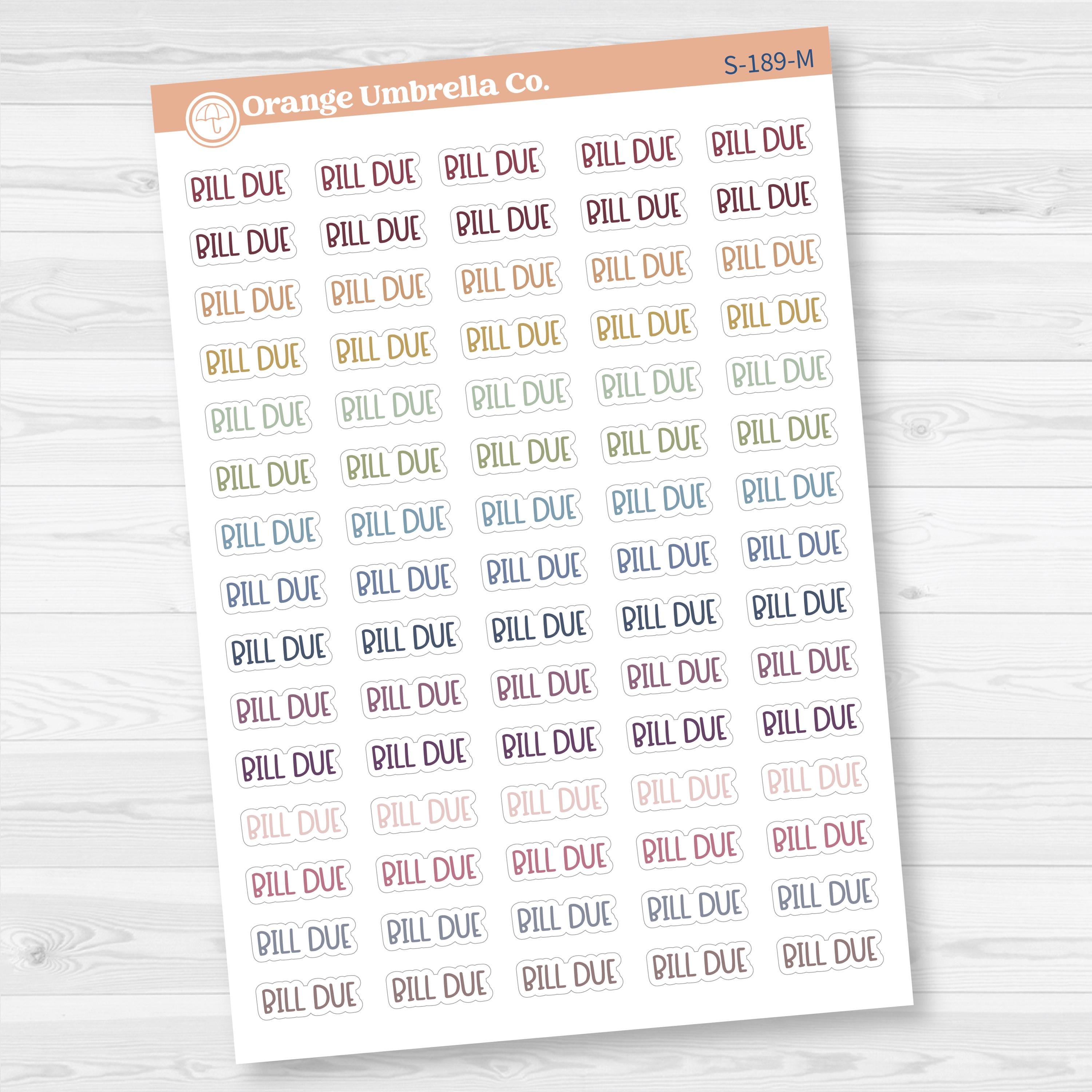 Bill Due Script Planner Stickers | F8 | S-189