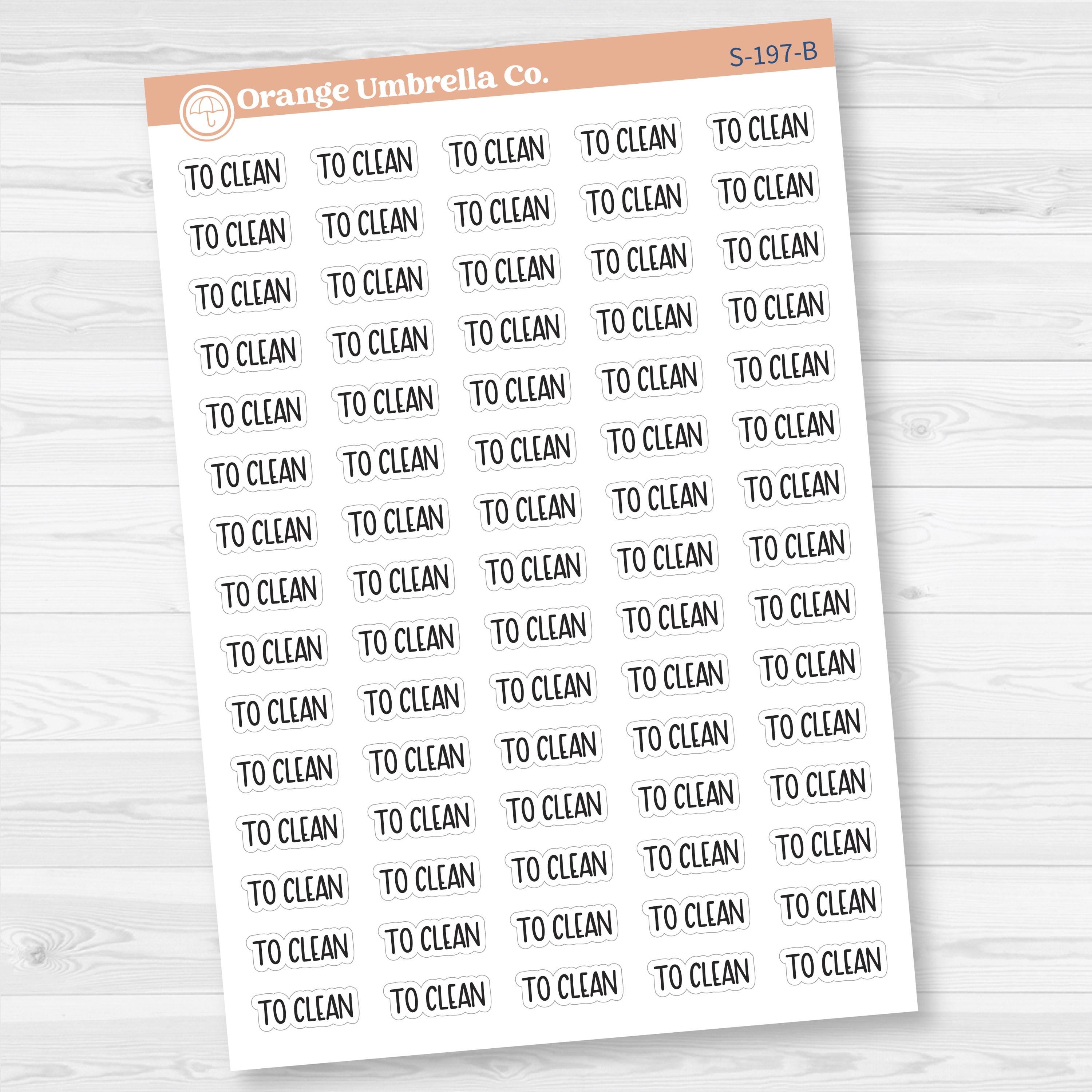 To Clean Planner Stickers | F8 | S-197
