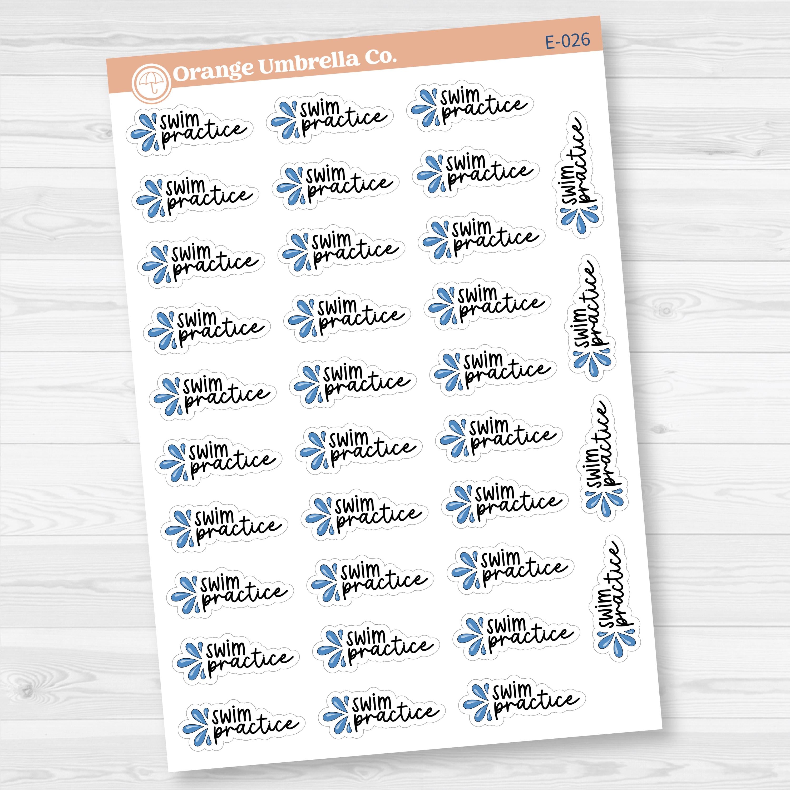 Swim Practice Icon Script Planner Stickers | F17 | E-026