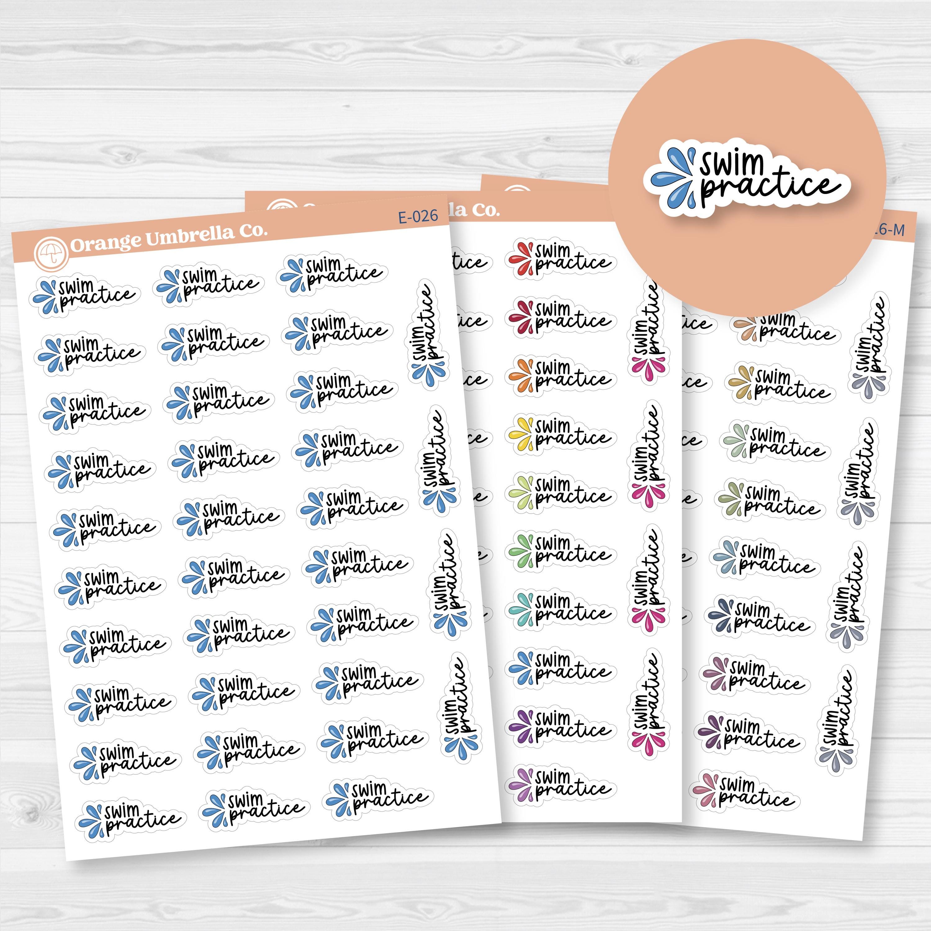 Swim Practice Icon Script Planner Stickers | F17 | E-026