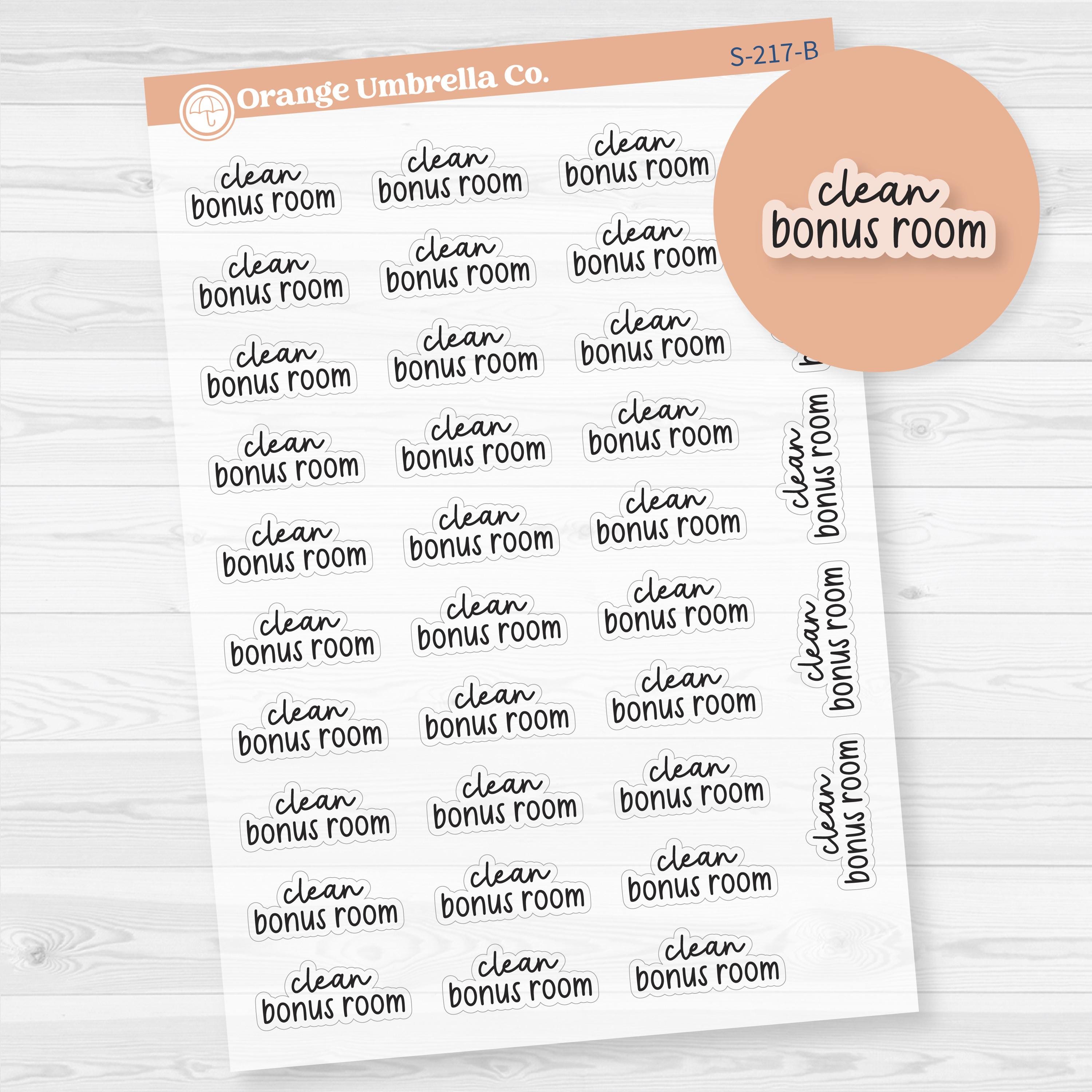 Clean Bonus Room Script Planner Stickers | F17 | Clear Matte | S-217-BCM