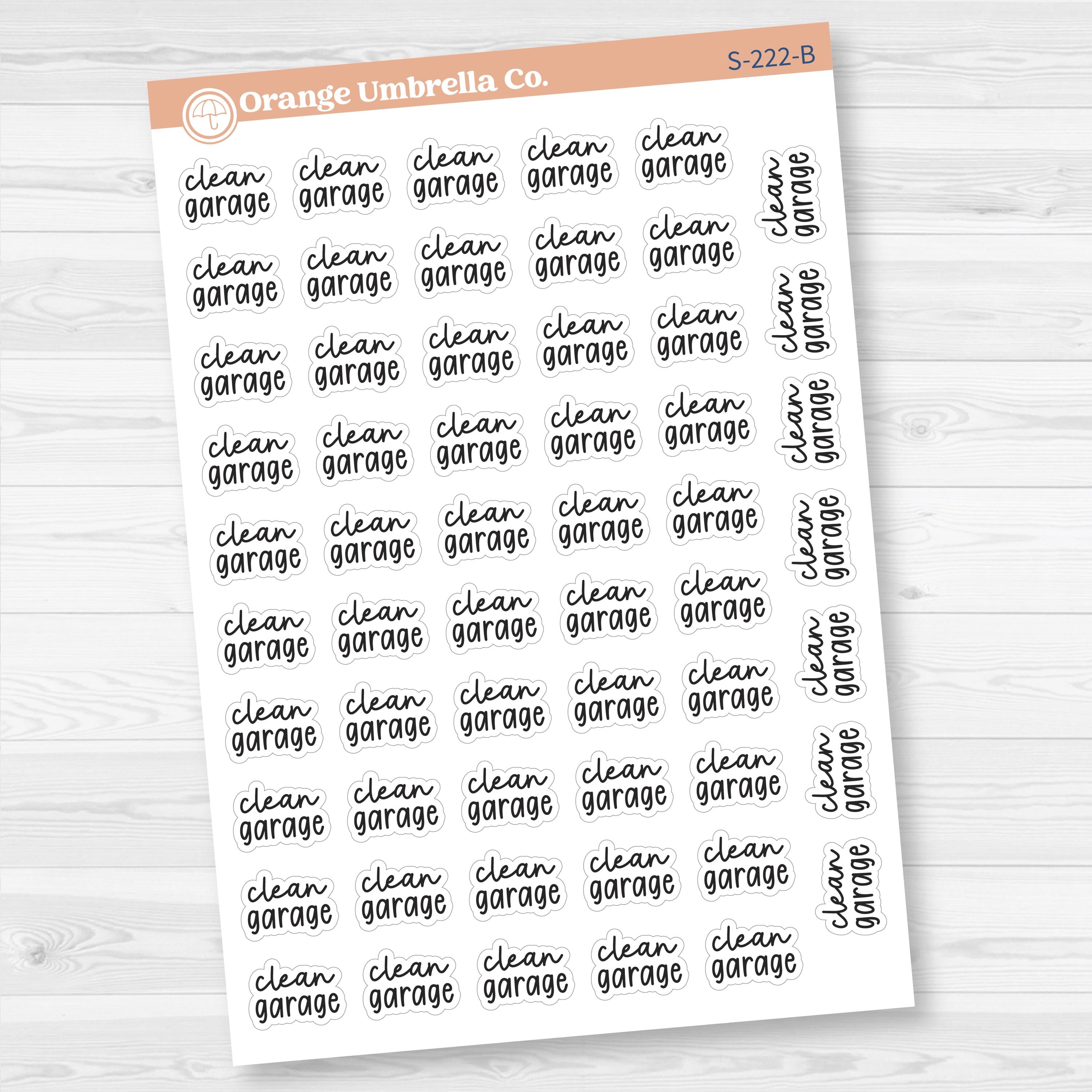 Clean Garage Script Planner Stickers | F17 | S-222