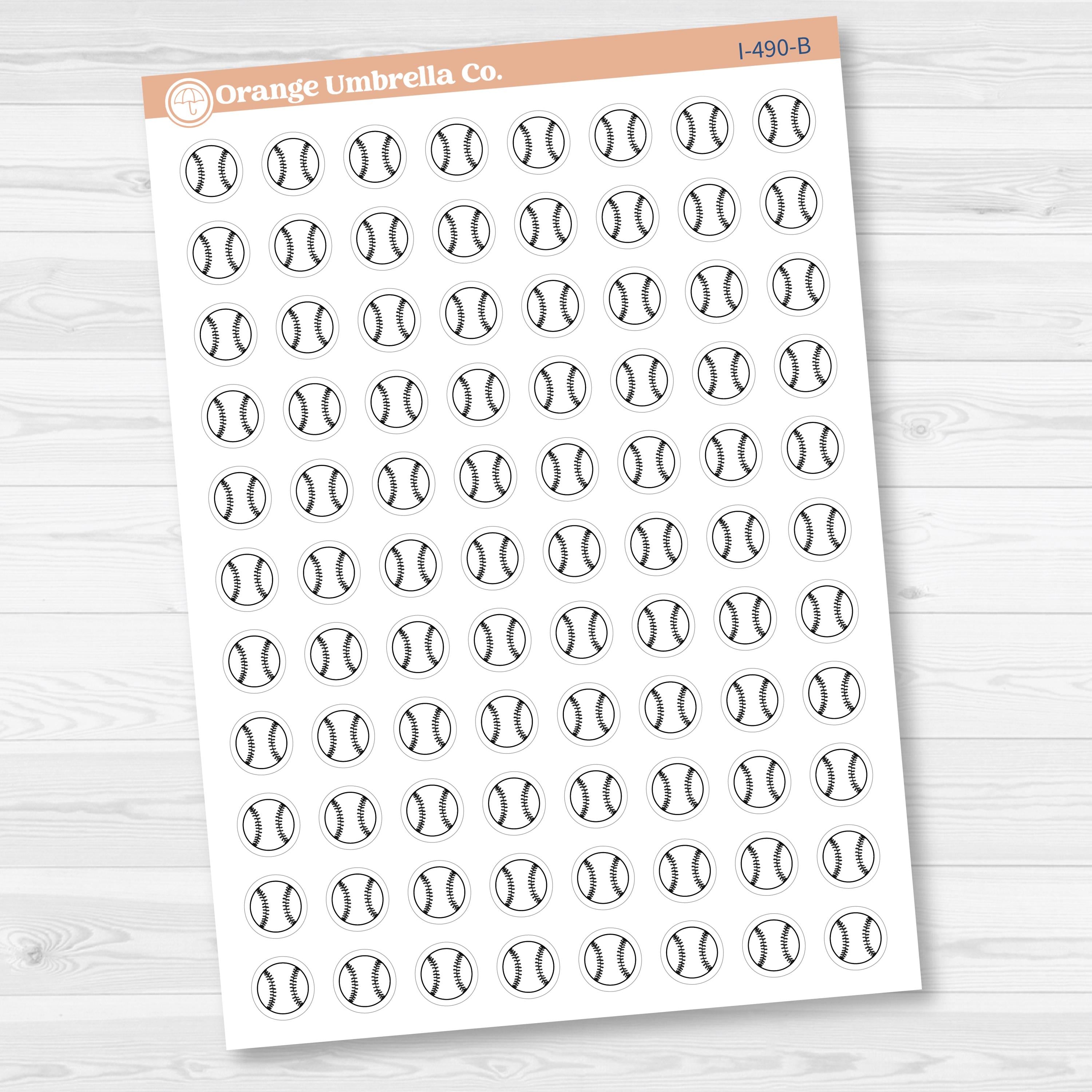 Hand Doodled Baseball Icon Planner Stickers | I-490