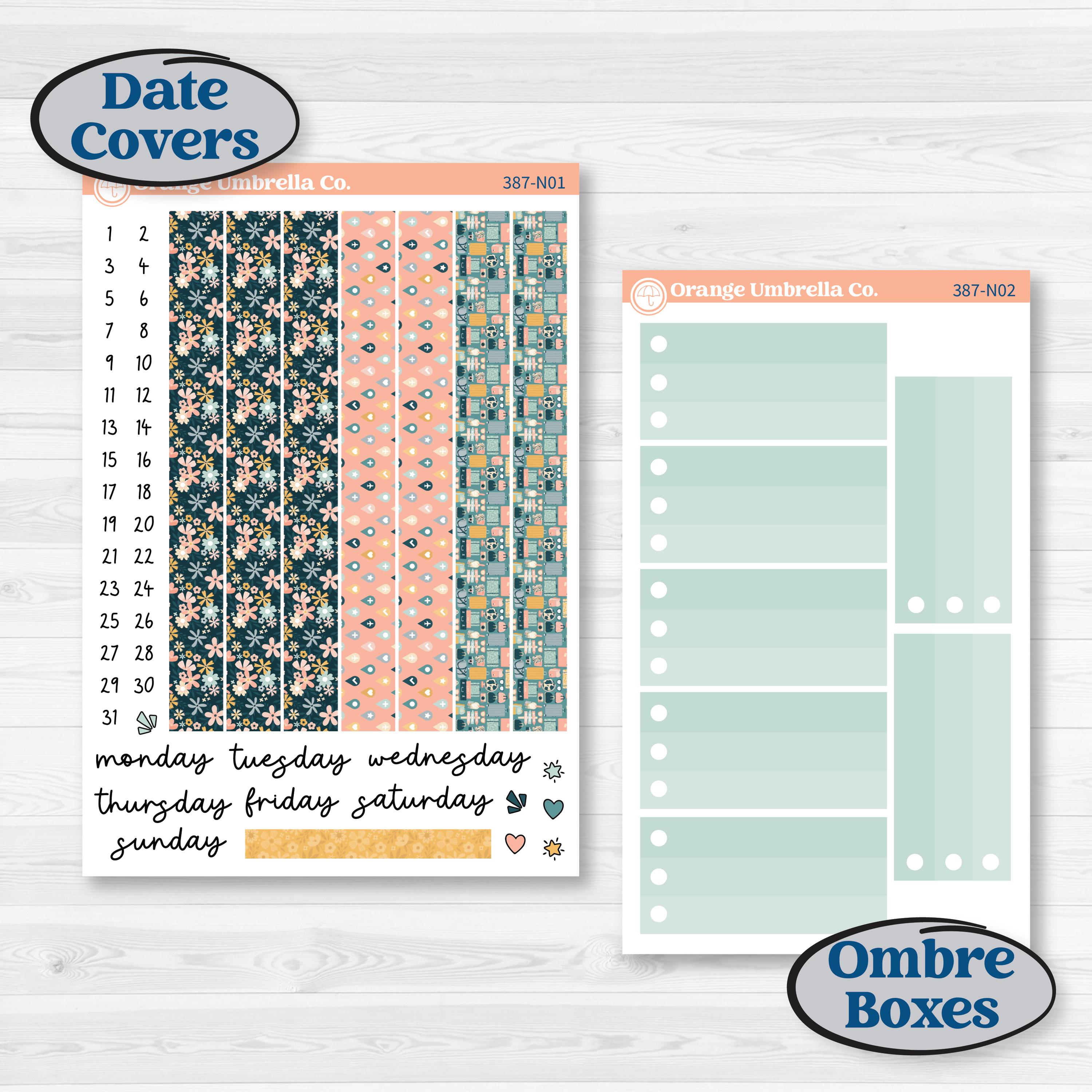 Travel Vacation Planner Kit | A5 Plum Daily Planner Kit Stickers | Adventure Awaits | KIT-387-N