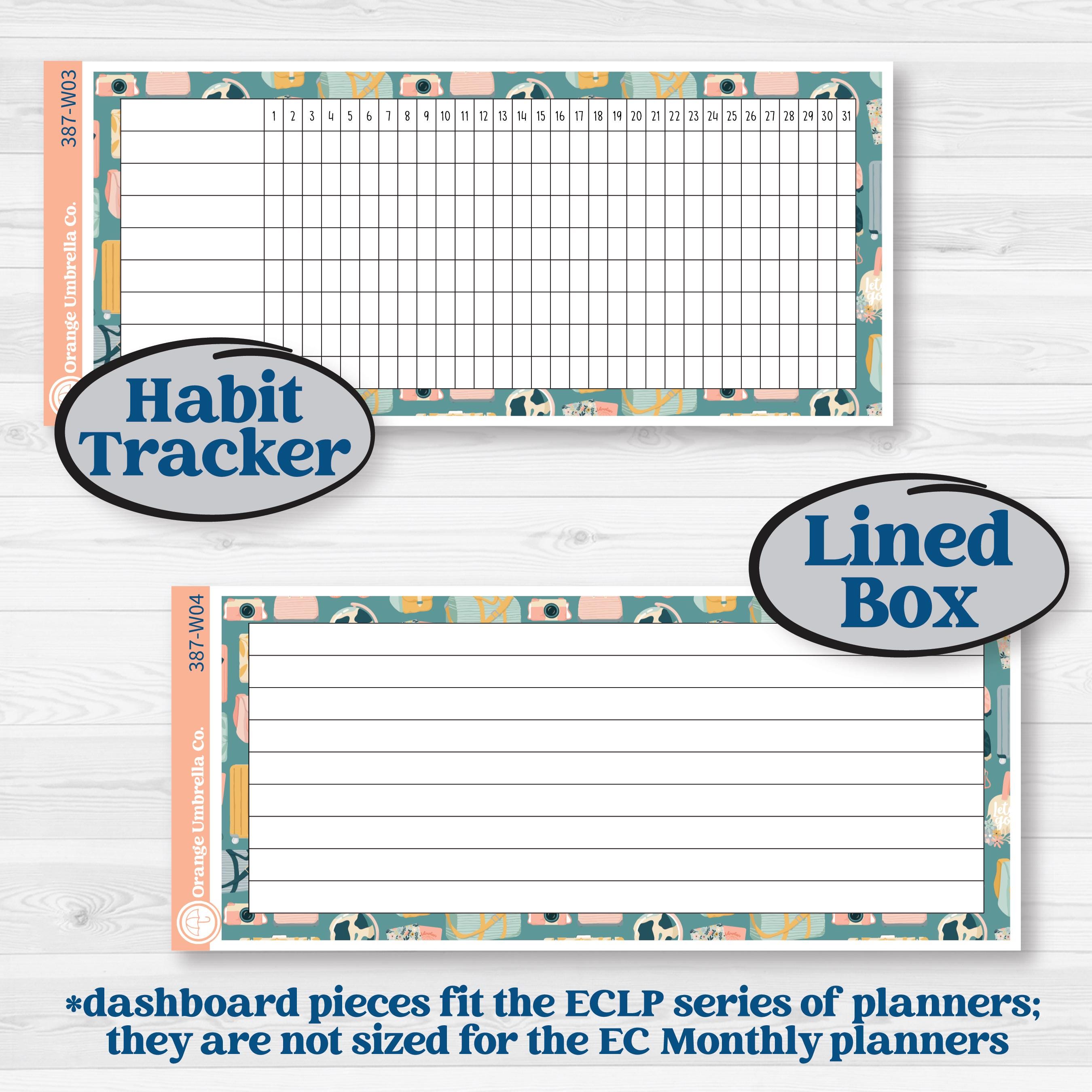 Travel Vacation Planner Kit | 7x9 Erin Condren Life Planner Monthly & Dashboard Planner Kit Stickers | Adventure Awaits | KIT-387-W