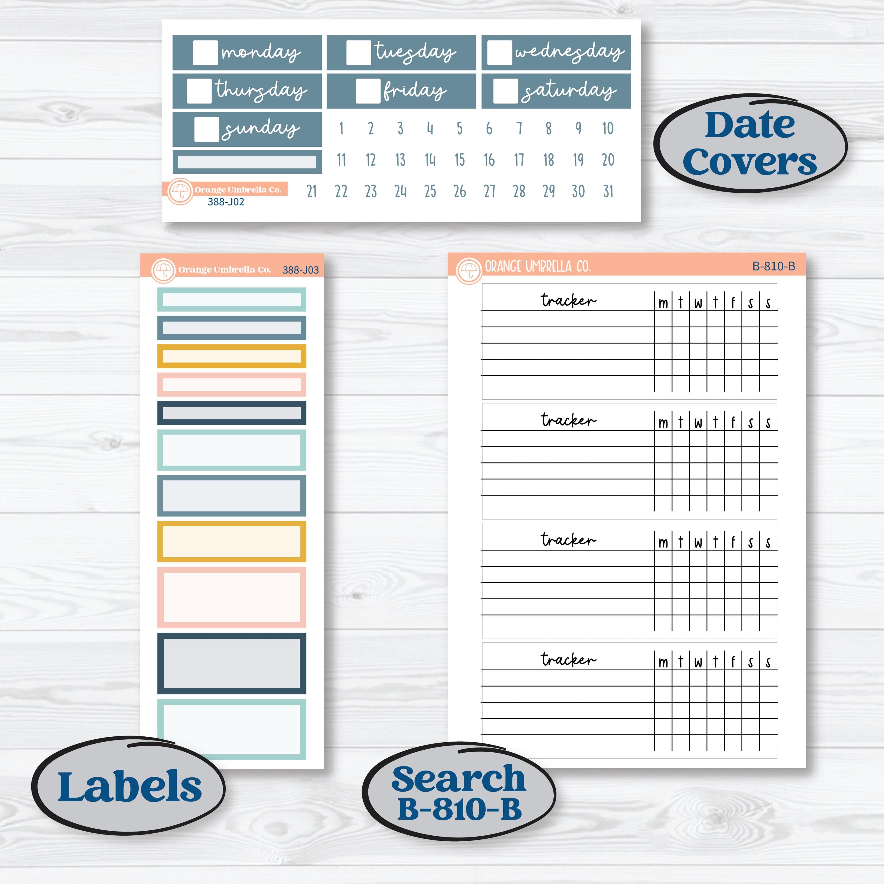 Summer Ocean Beach Kit | Plum Vertical Priorities 7x9 Planner Kit Stickers | Seas the Day | KIT-388 -J