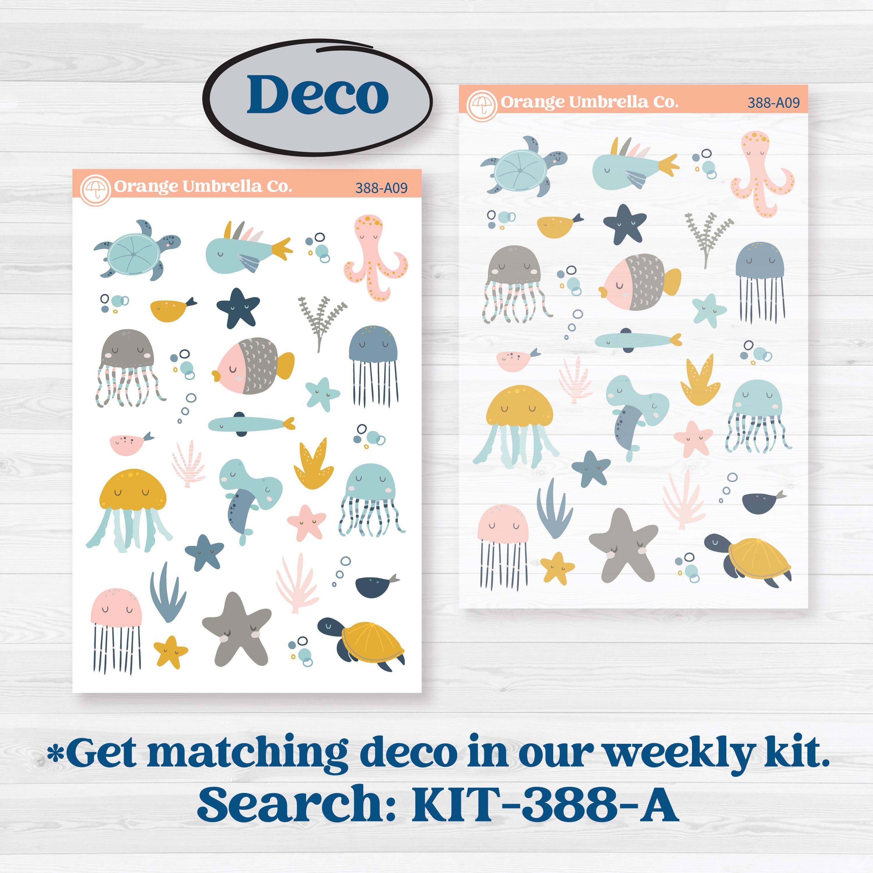 Summer Ocean Beach Kit | Freestyle Kit Any Planner Kit Stickers | Seas the Day | KIT-388-K