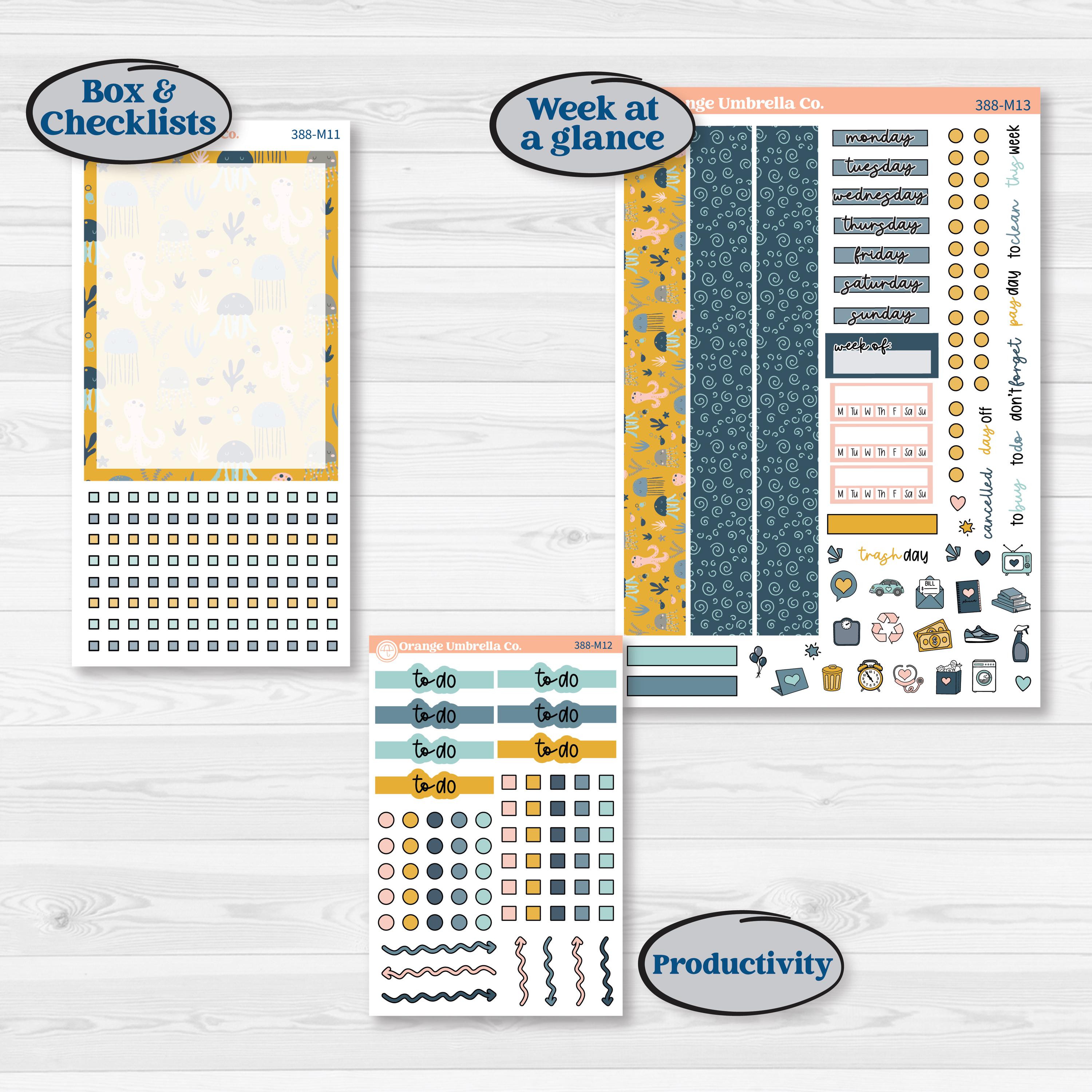 Summer Ocean Beach Kit | 7x9 Erin Condren Daily Duo Planner Kit Stickers | Seas the Day | KIT-388-M