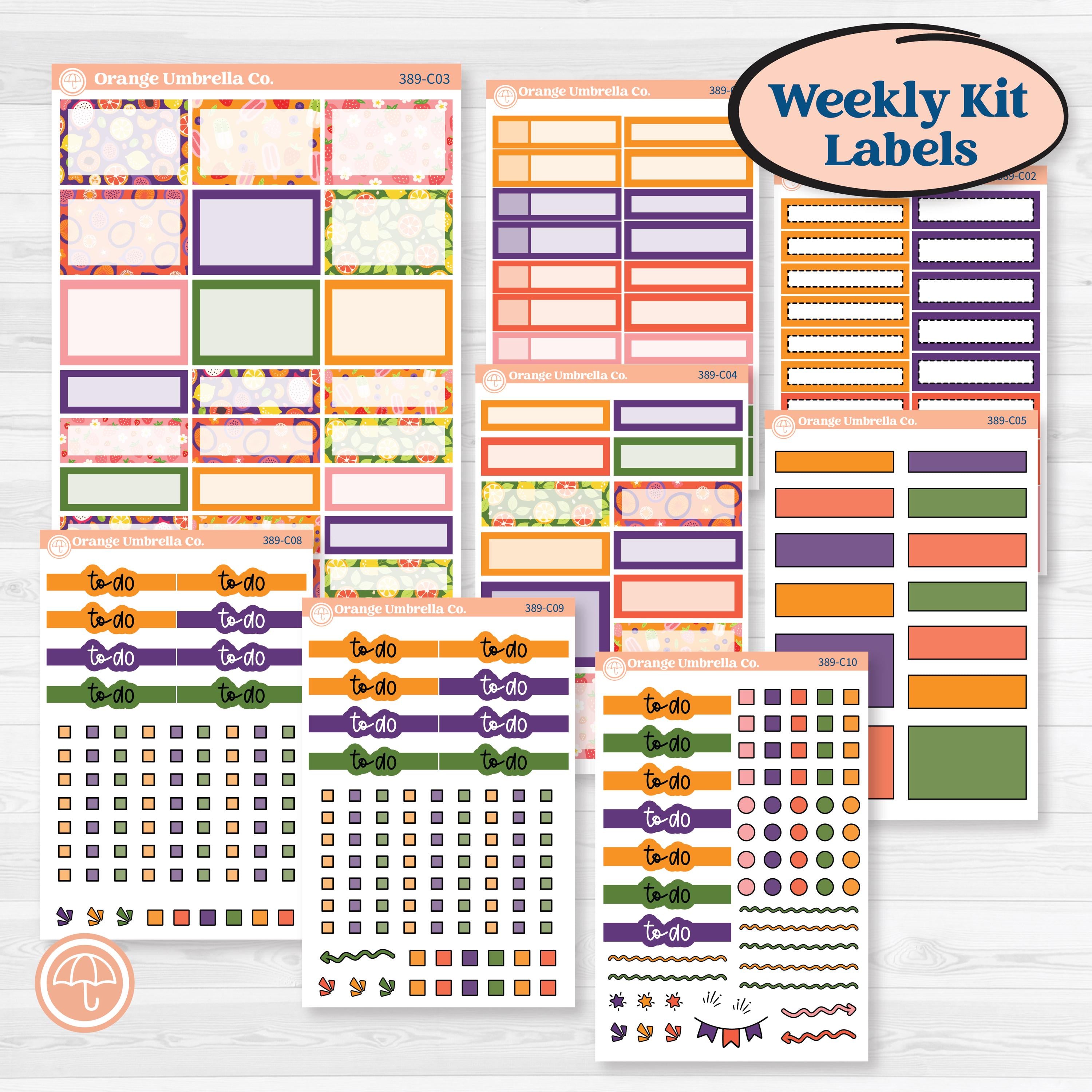 Summer Fruit Kit | Weekly Add-On Labels Planner Kit Stickers | Ripe | KIT-389-C