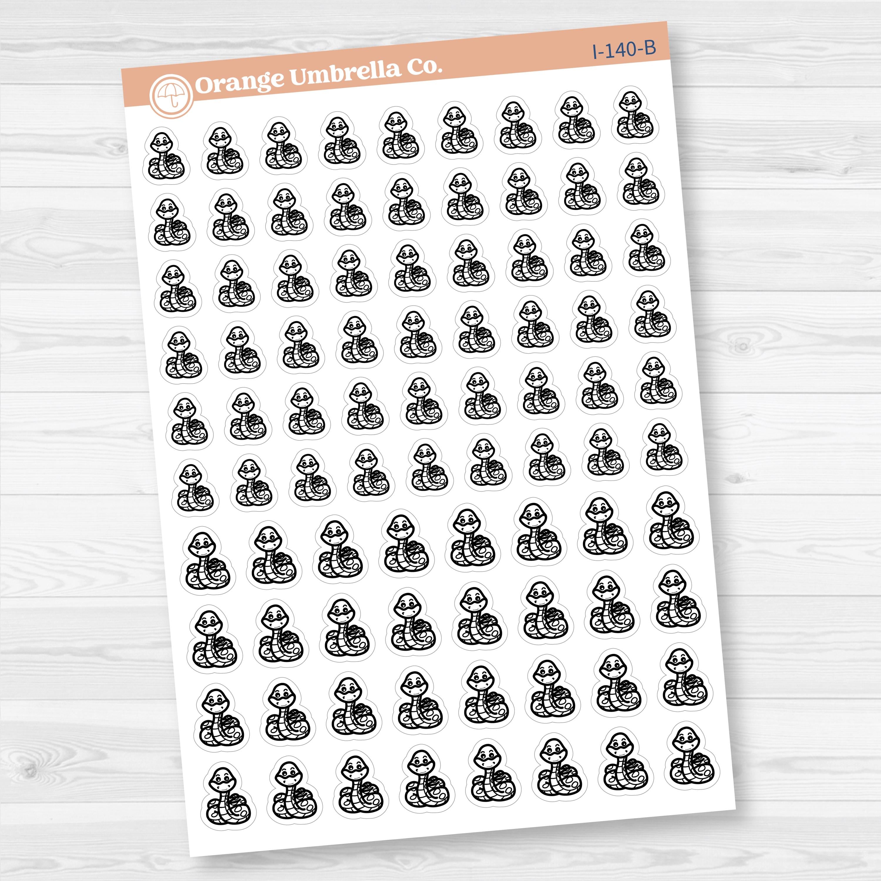 Feed Snake | Clean Snake Cage | Hand Doodled Icons Planner Stickers | I-140