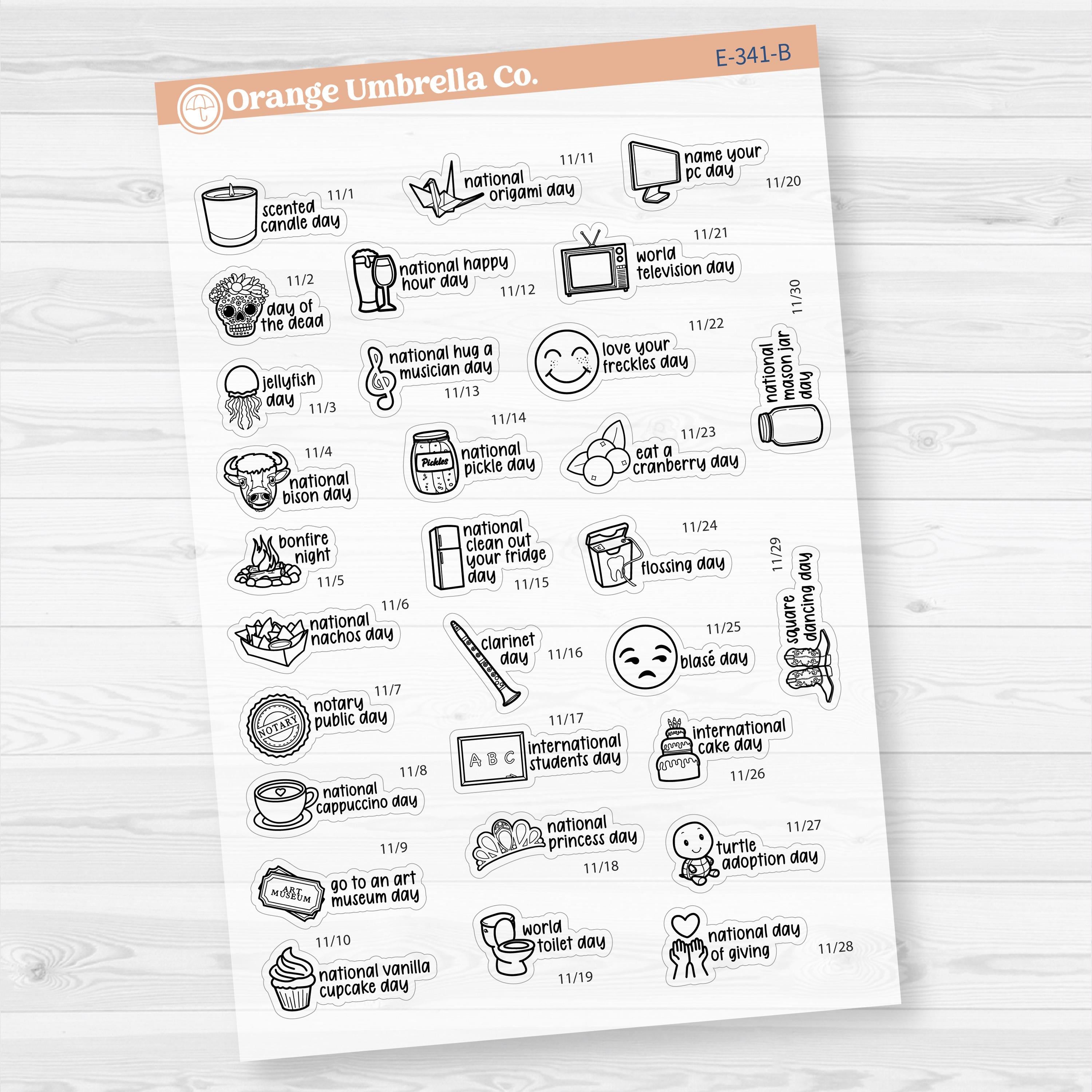 November Wacky Holidays Mini Script Planner Stickers | F17 | E-341