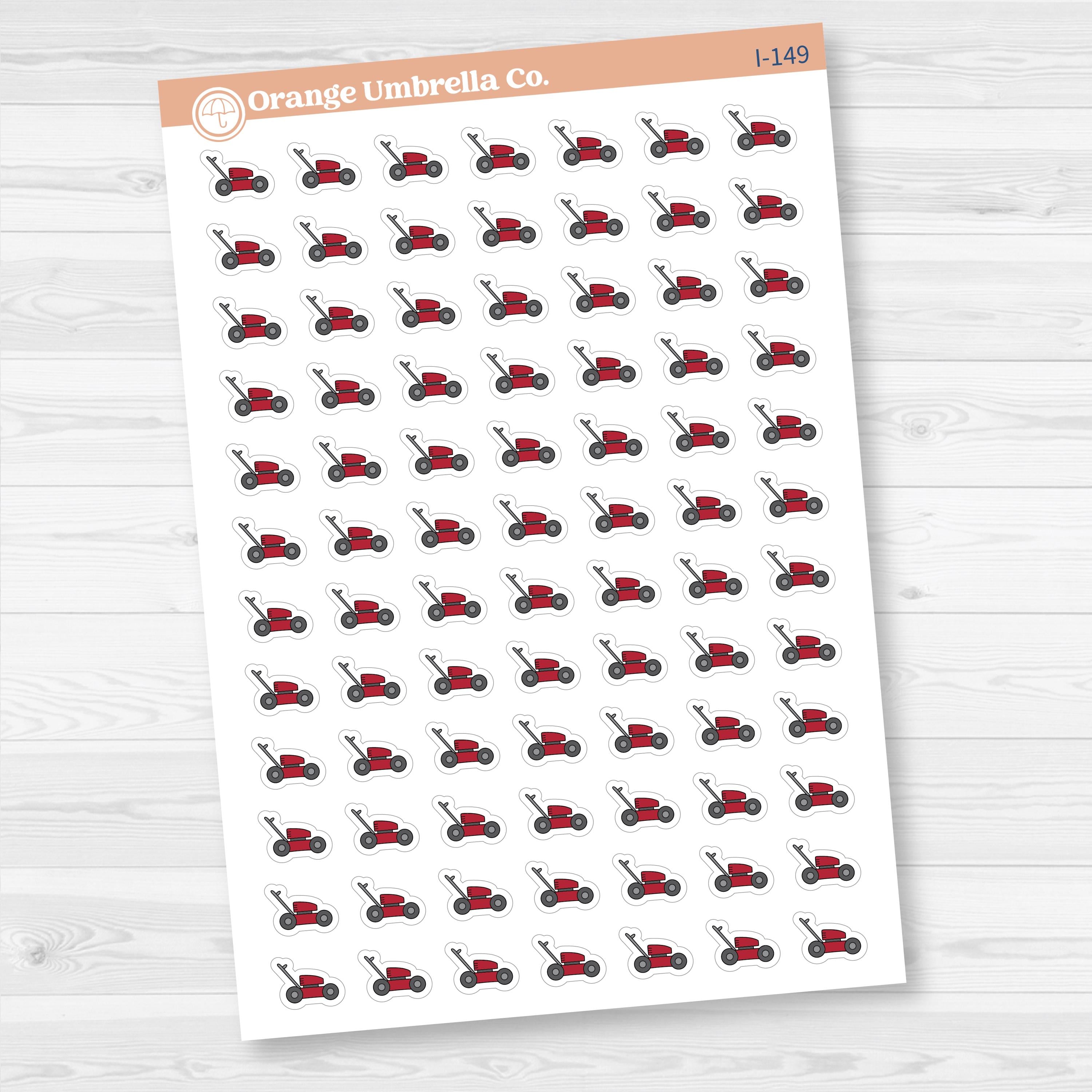 Hand Doodled Lawn Mower Icons Planner Stickers | I-149