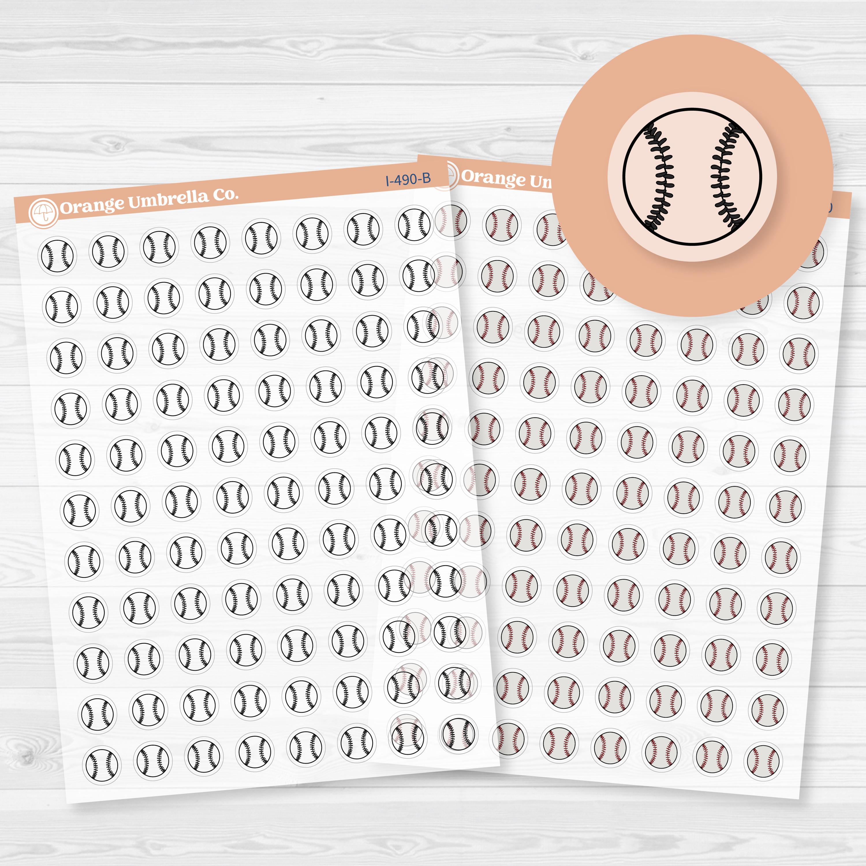 Hand Doodled Baseball Icon Planner Stickers | Clear Matte | I-490-CM