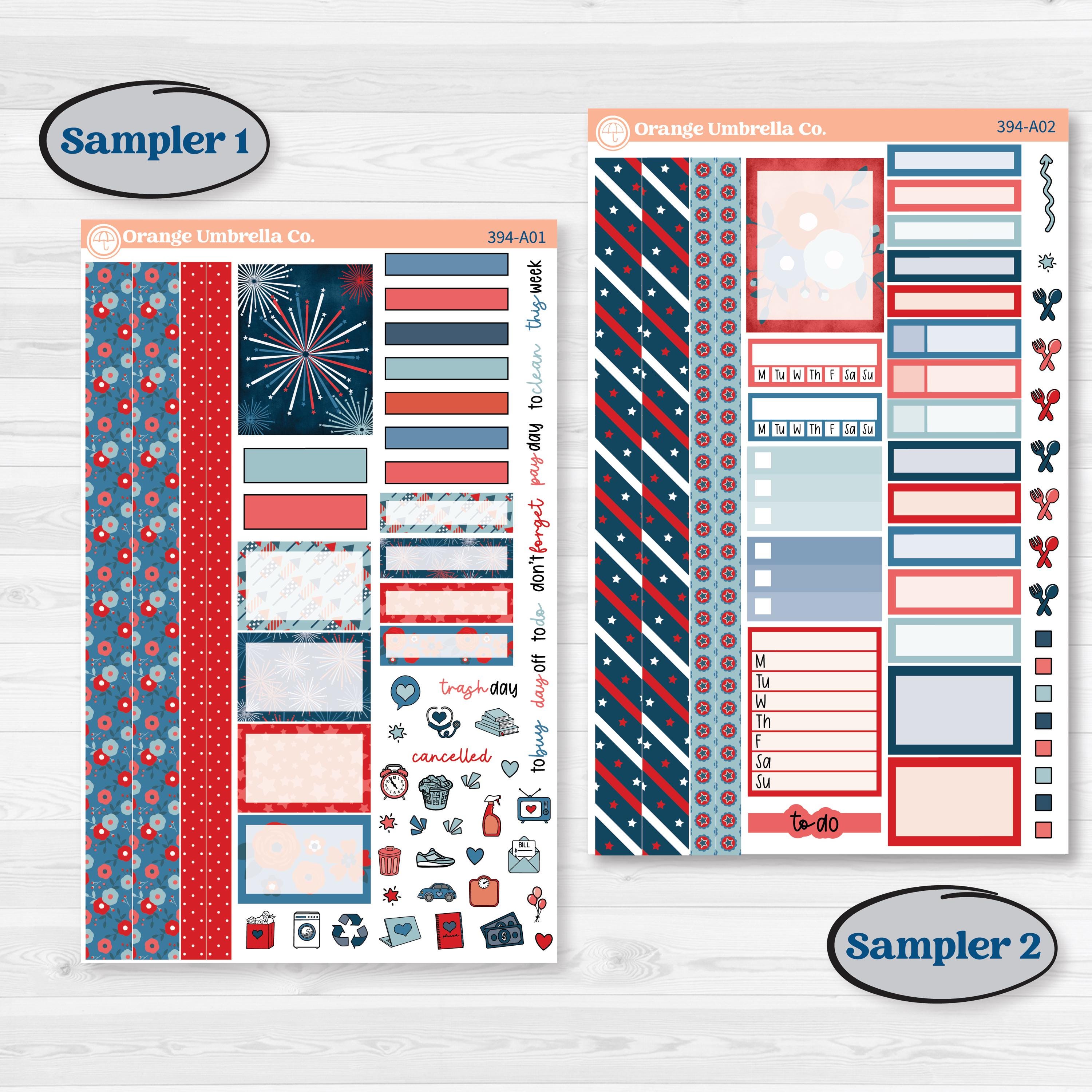 Independence Day | 4th Of July Kit | Weekly Sticker Kit for Vertical Planners like Erin Condren | Freedom | KIT-394-A