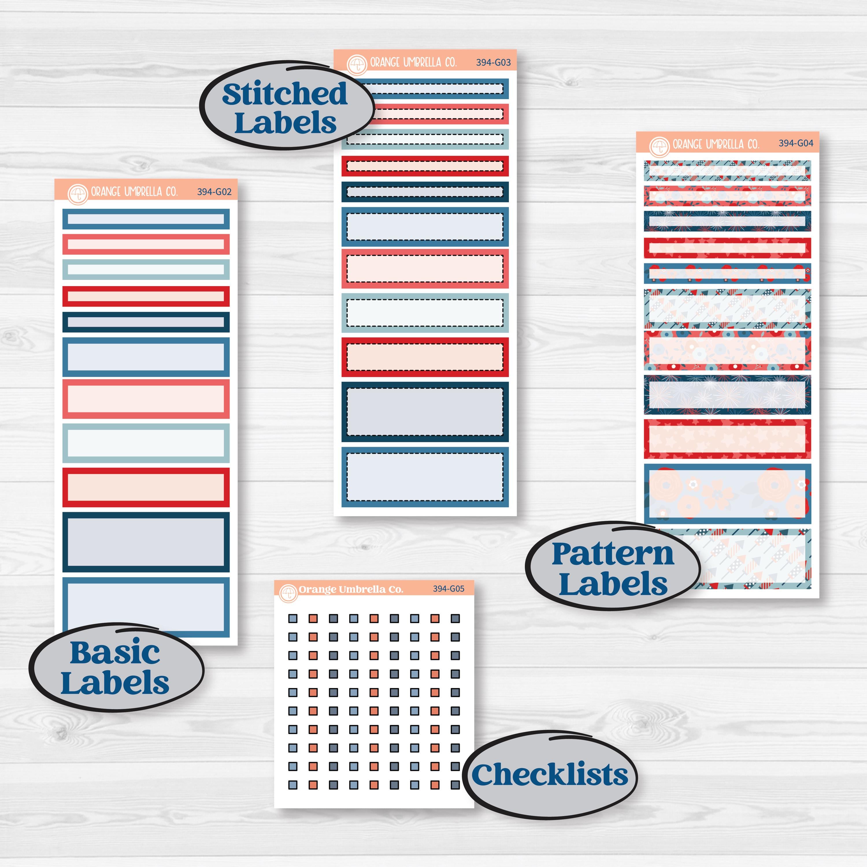 Independence Day | 4th Of July Kit | A5 Compact Vertical Planner Kit Stickers for Erin Condren | Freedom | KIT-394-G