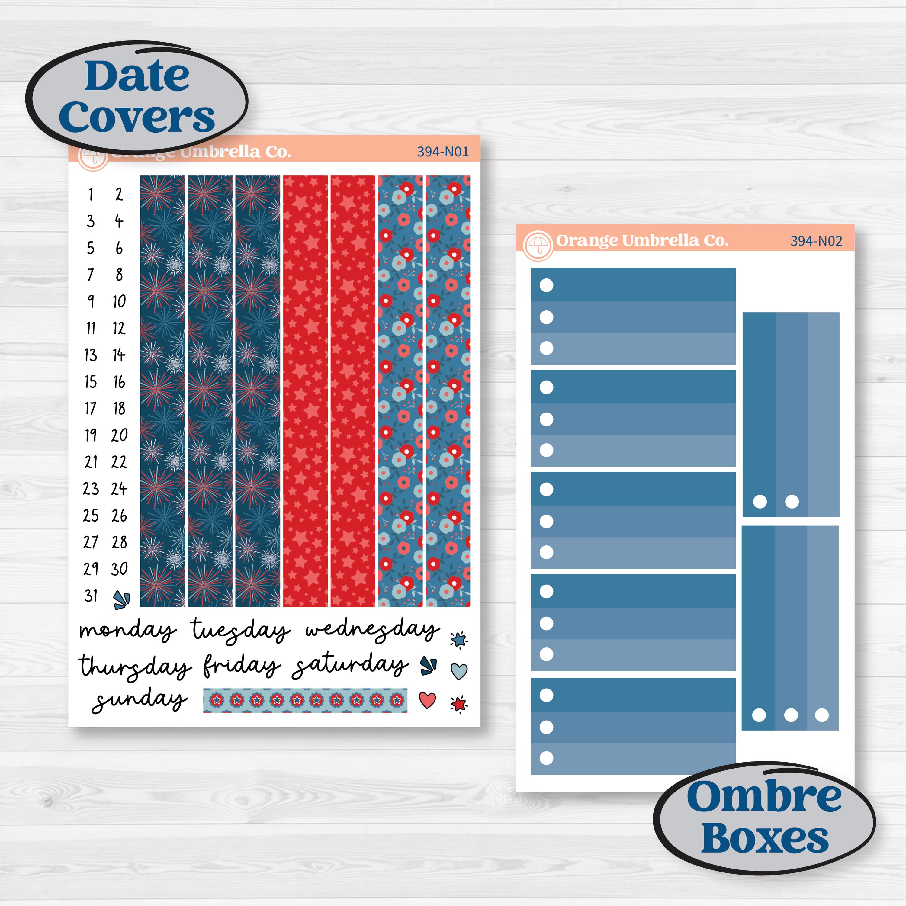 Independence Day | 4th Of July Kit | A5 Plum Daily Planner Kit Stickers | Freedom | KIT-394-N