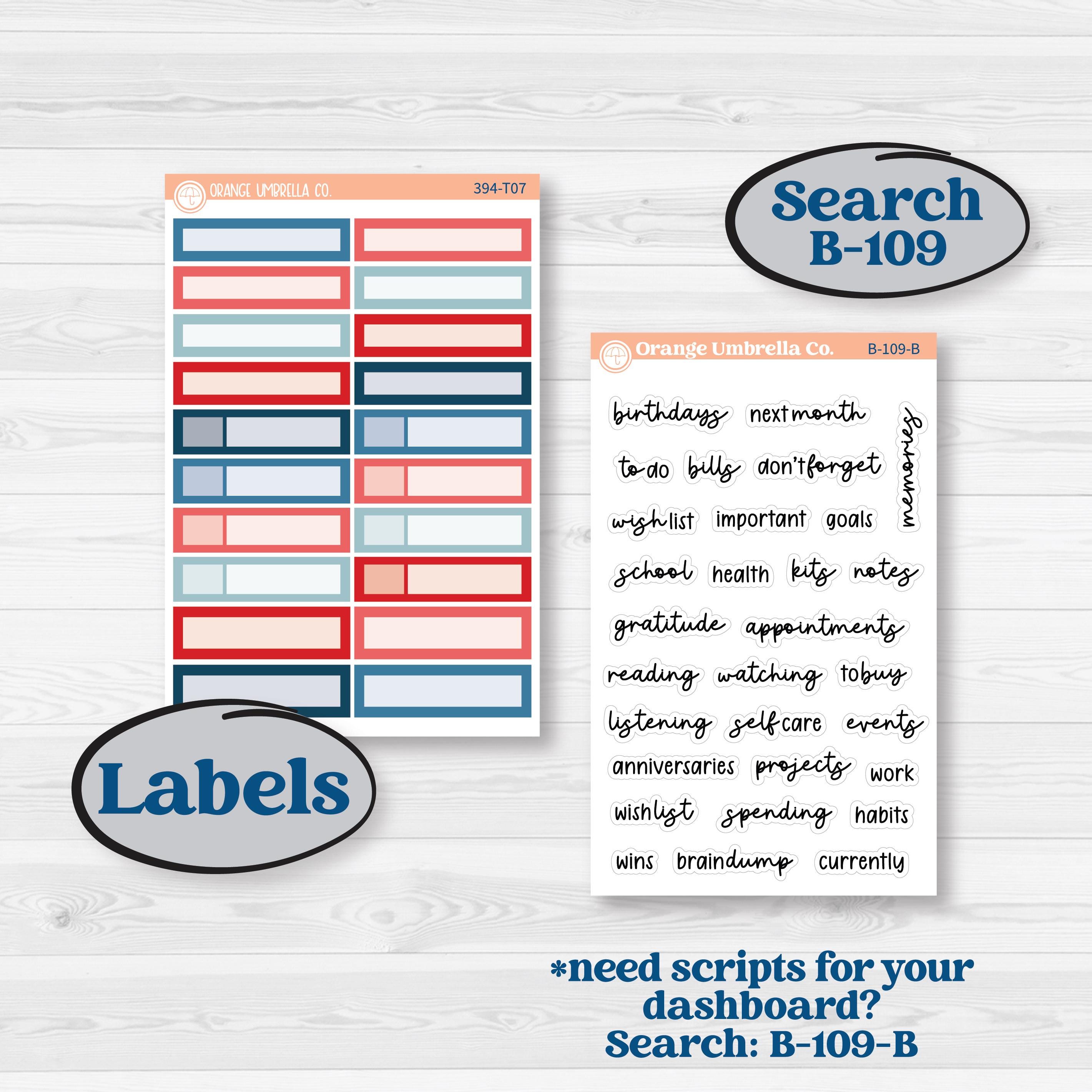 Independence Day | 4th Of July Kit | 7x9 Plum Monthly & Dashboard Planner Kit Stickers | Freedom | KIT-394-T