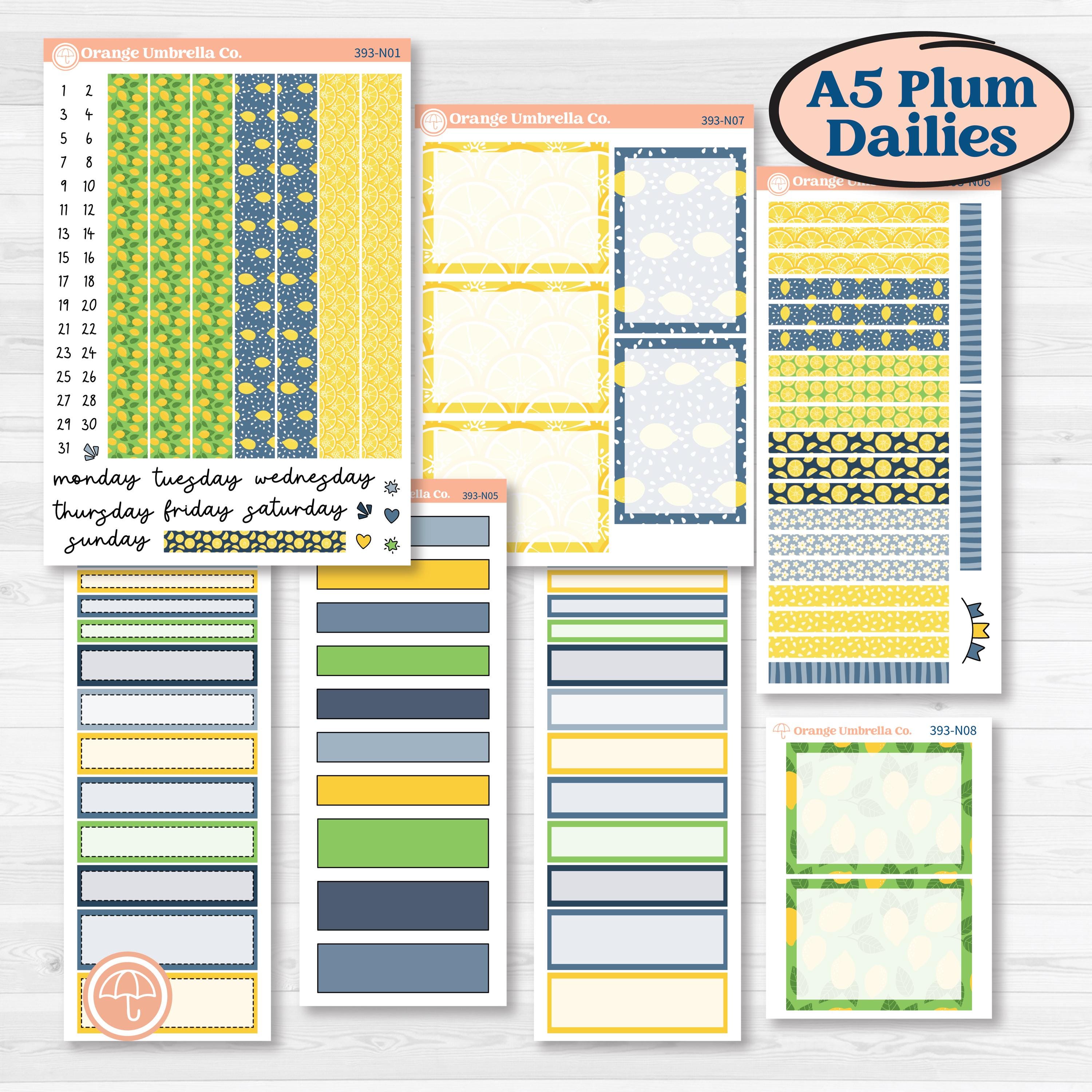 Summer Lemon Kit | A5 Plum Daily Planner Kit Stickers | Lemon Me Know | KIT-393-N