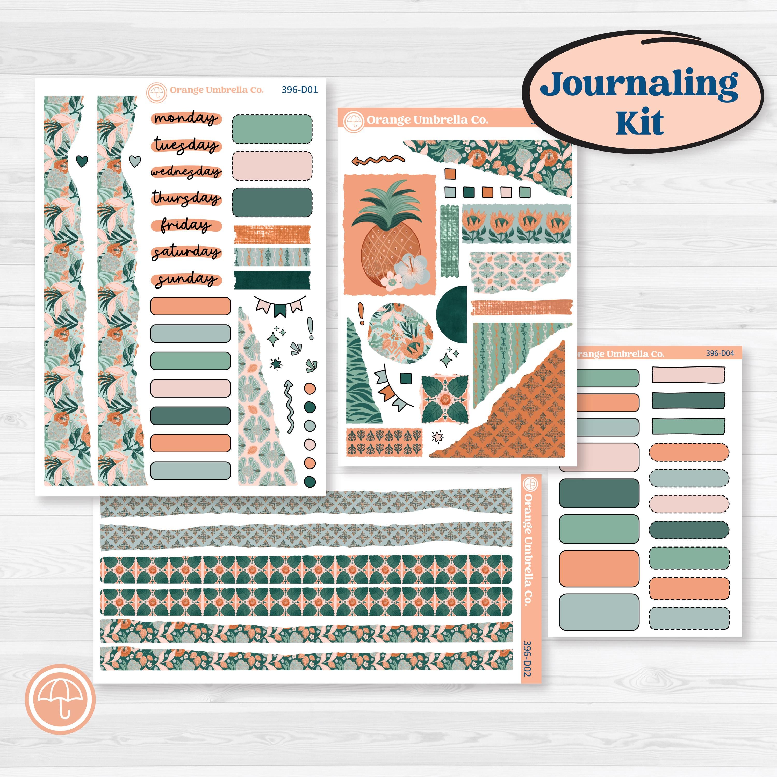 Floral Tropical Summer Kit | Journaling Kit Planner Stickers | Hawaii | KIT-396-D