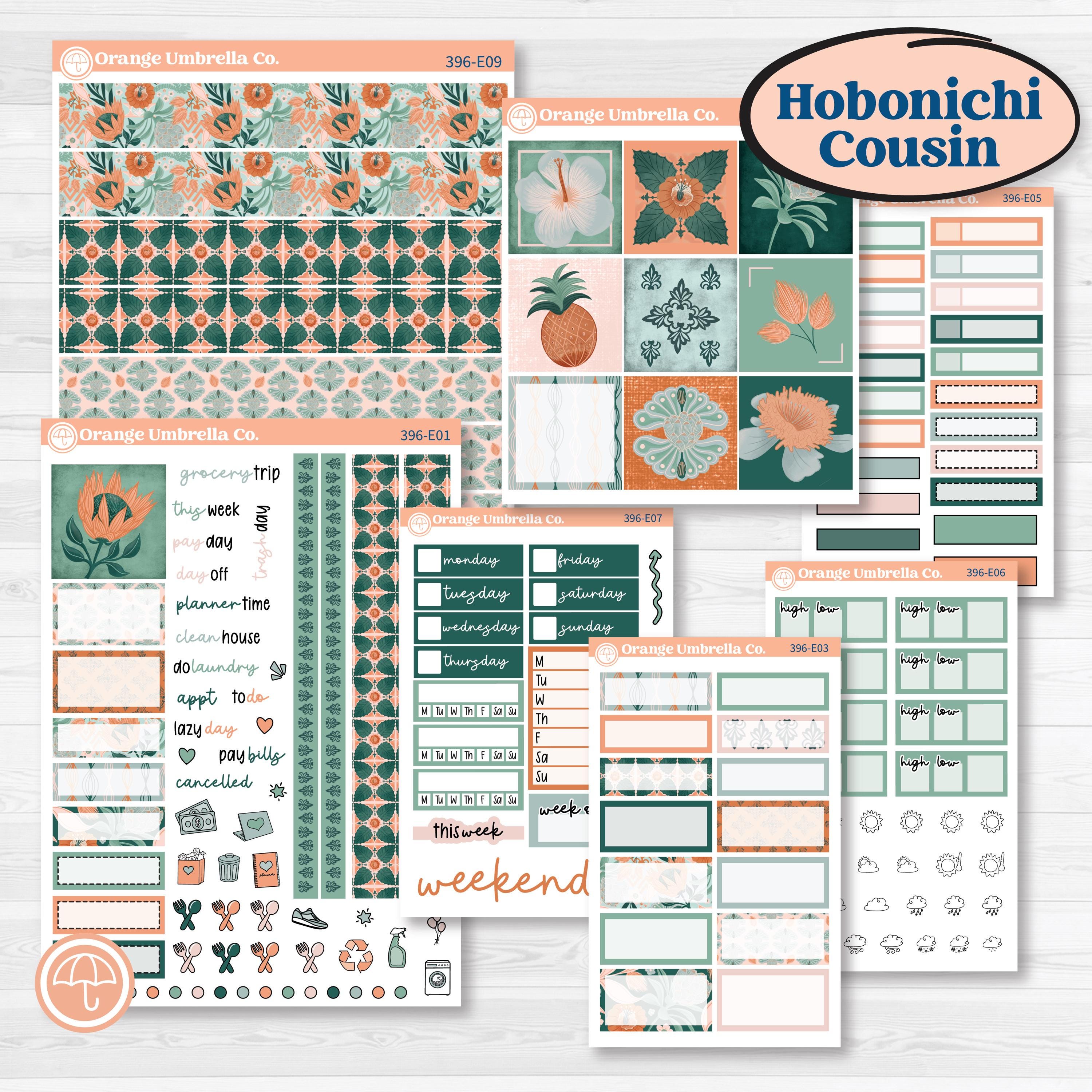 Floral Tropical Summer Kit | Hobonichi Cousin Weekly & Daily Planner Kit Stickers | Hawaii | KIT-396-E