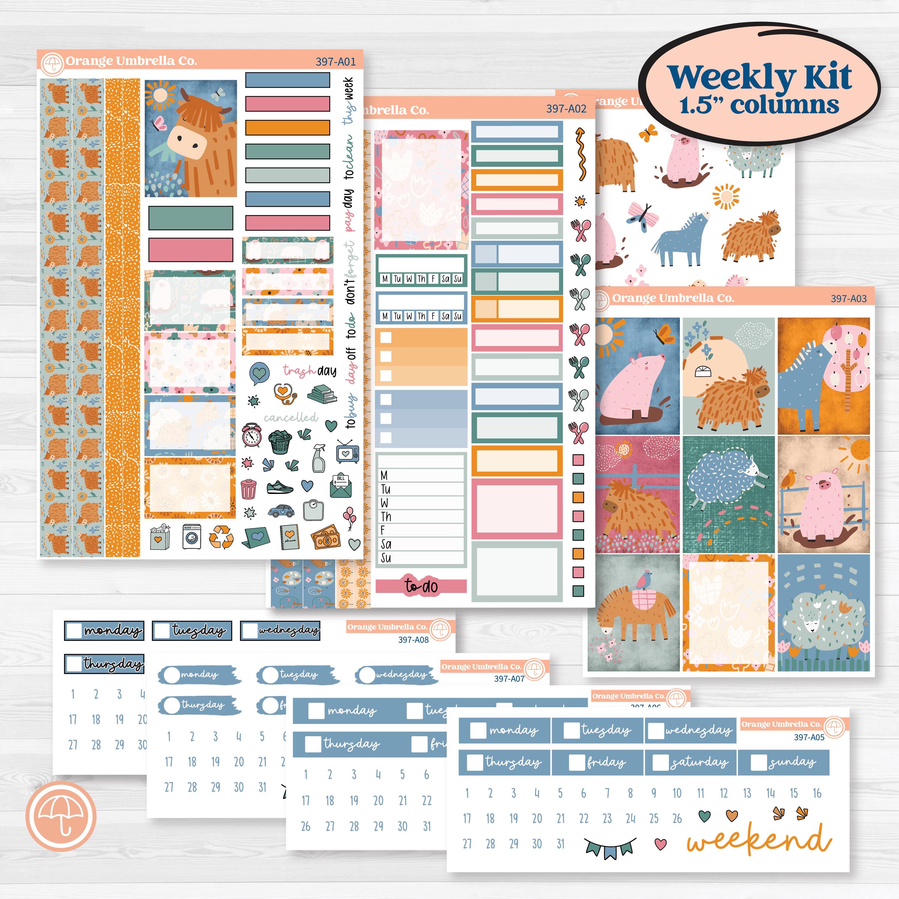 Cow Farm Kit | Weekly Sticker Kit for Vertical Planners like Erin Condren | Legen-dairy | KIT-397-A