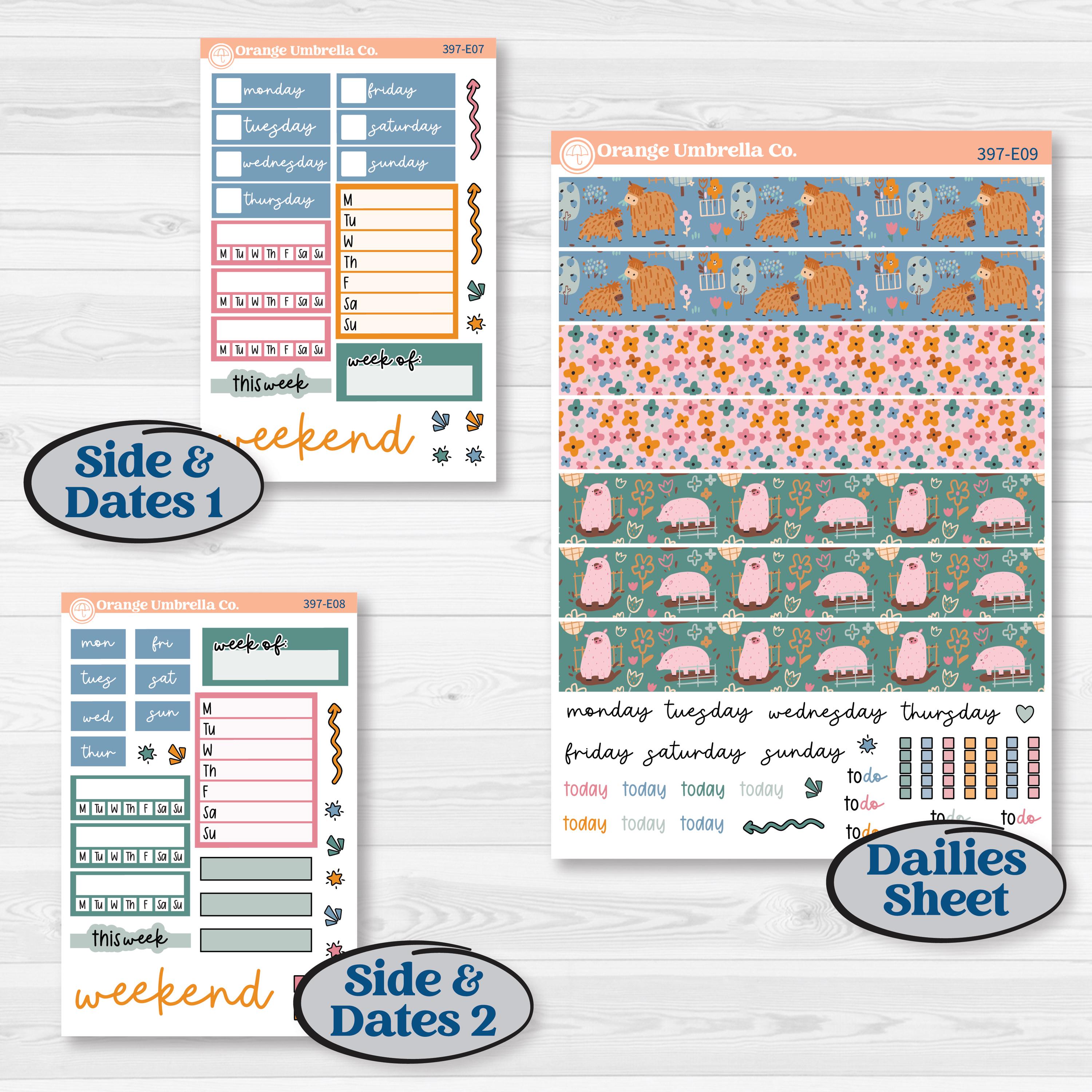 Cow Farm Kit | Hobonichi Cousin Weekly & Daily Planner Kit Stickers | Legen-dairy | KIT-Cow Farm Kit-E