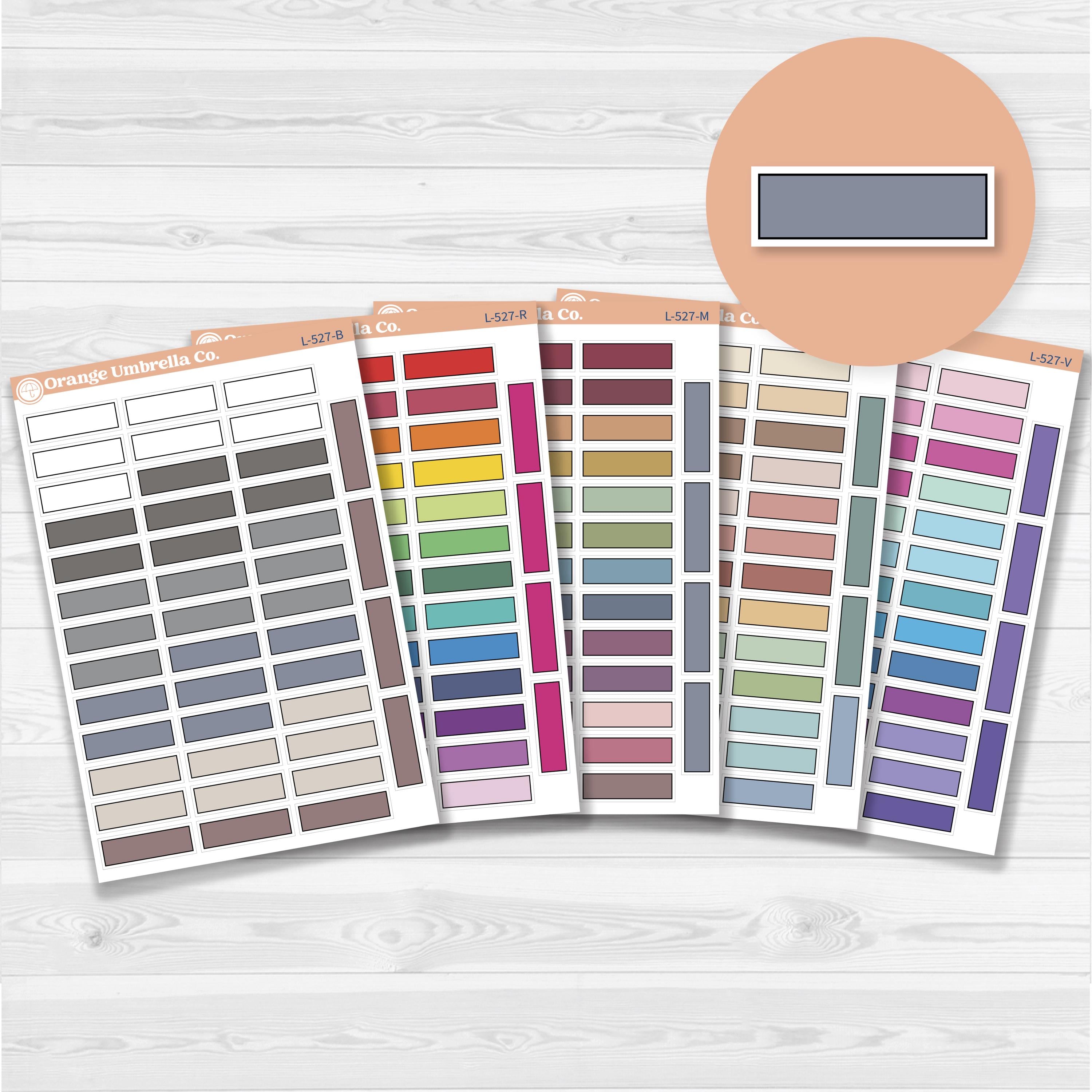 Solid Quarter Box Labels Planner Stickers | L-527