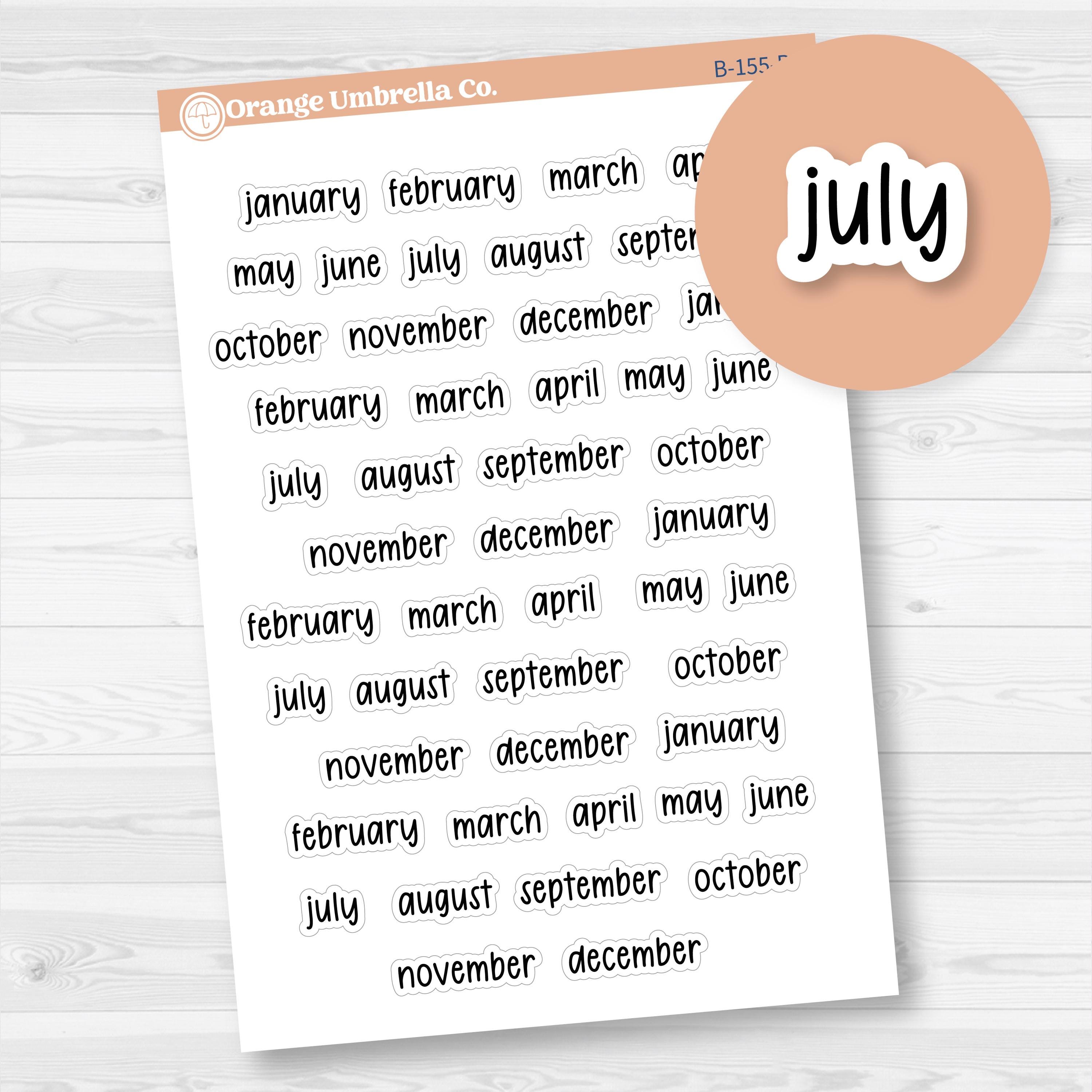 Month Name Mini Script Planner Stickers | F17 | B-155-B