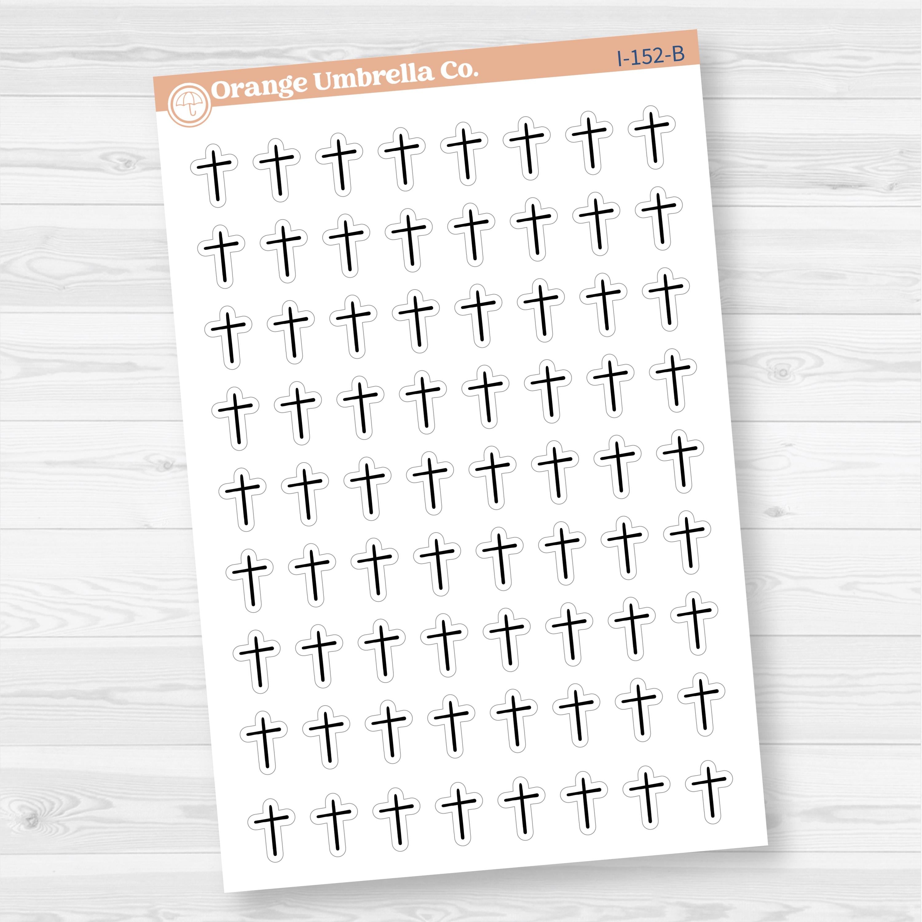Micro Cross Church Icons Planner Stickers | Church Calendar Labels | I-152