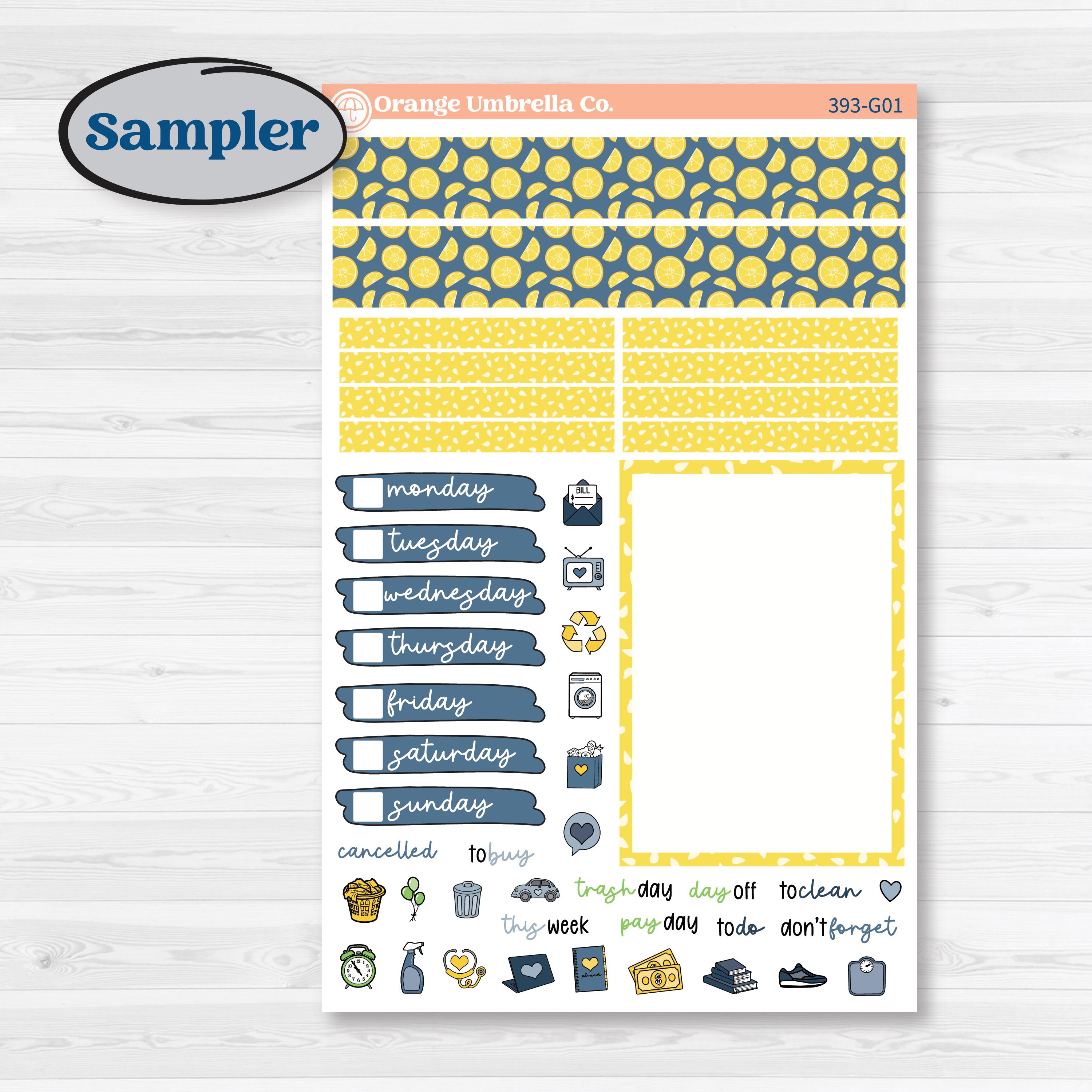 Summer Lemon Kit | A5 Compact Vertical Planner Kit Stickers for Erin Condren | Lemon Me Know | KIT-393-G