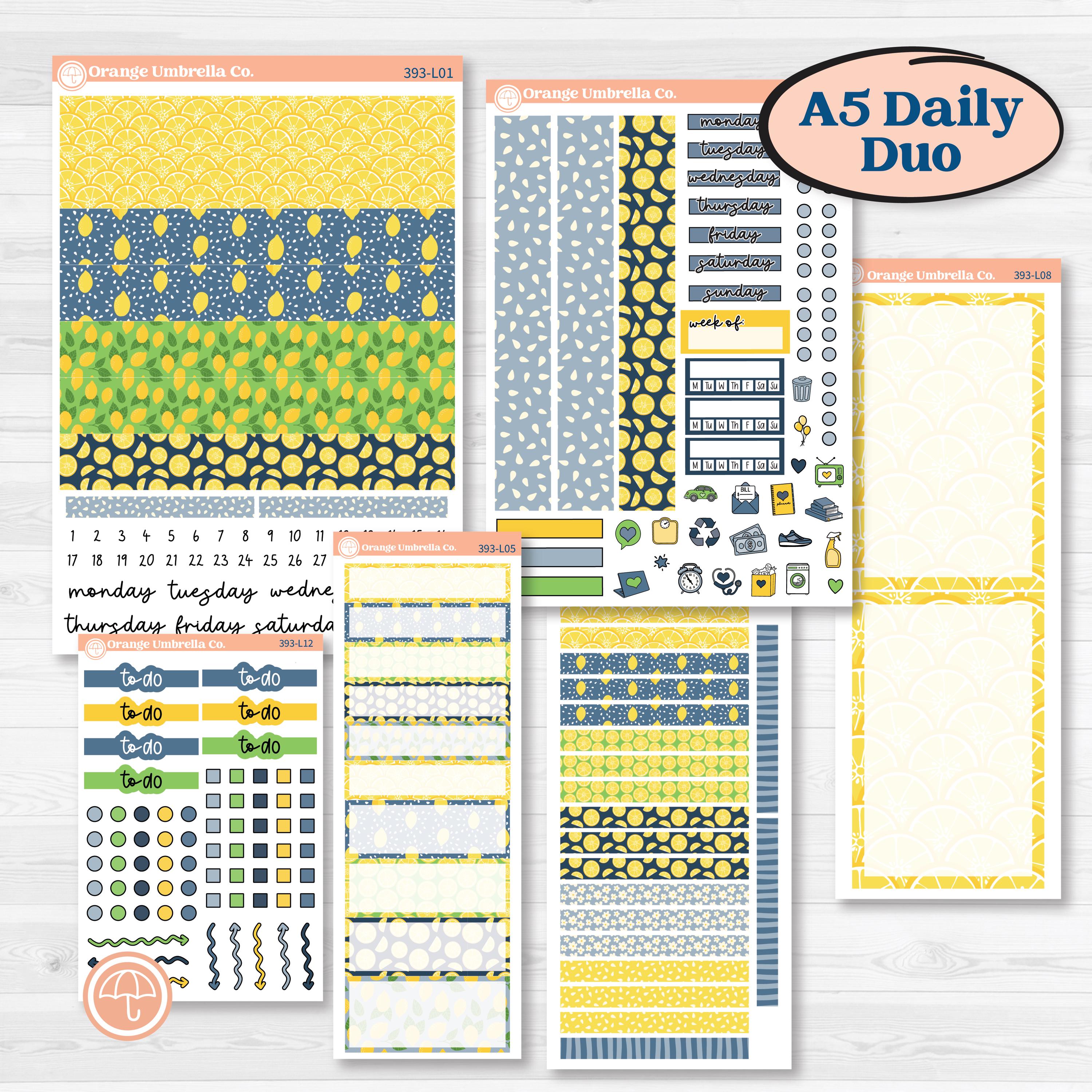 Summer Lemon Kit | A5 Daily Duo Planner Kit Stickers | Lemon Me Know | KIT-393-L