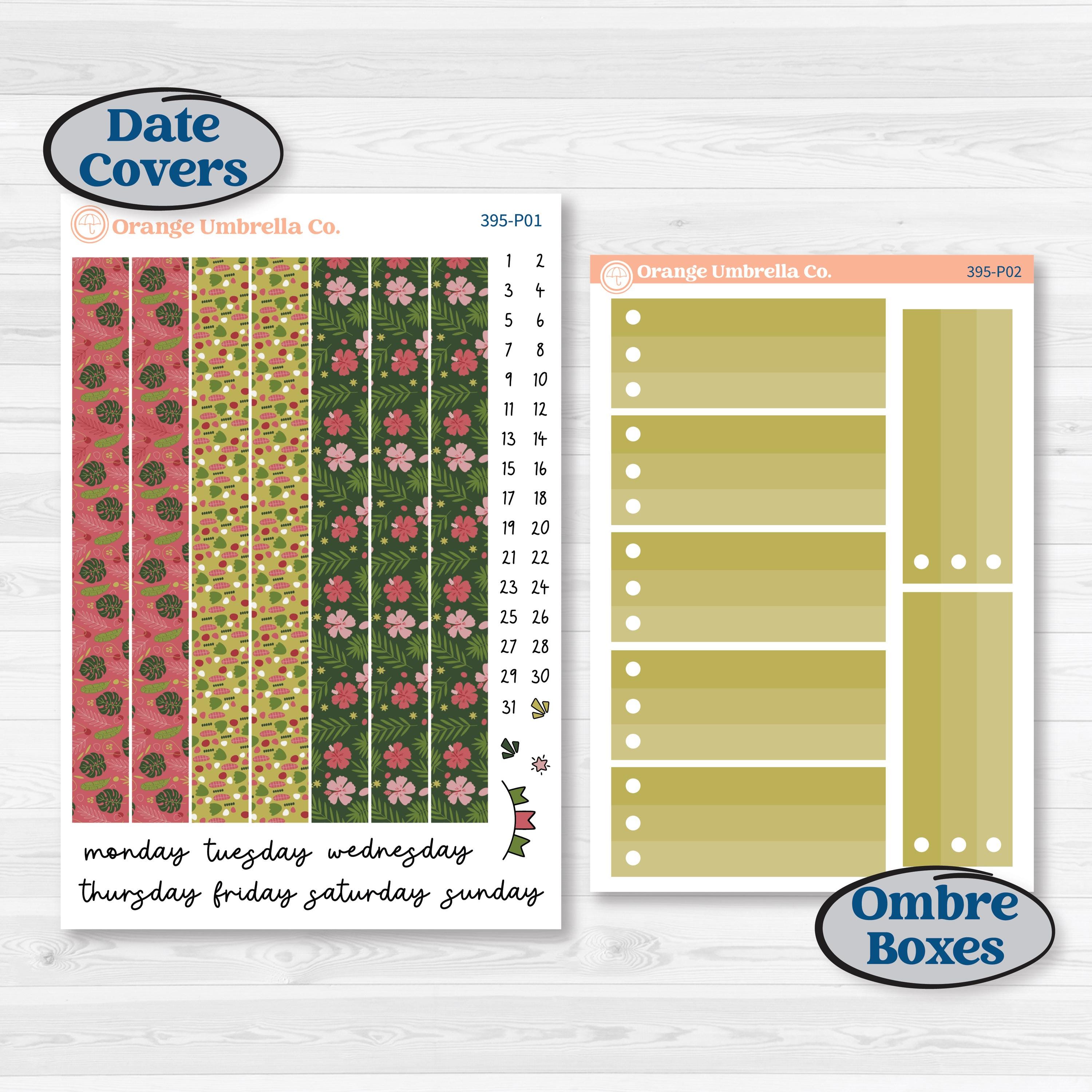 Tropical Summer Kit | 7x9 Plum Daily Planner Kit Stickers | Borneo | KIT-395-P