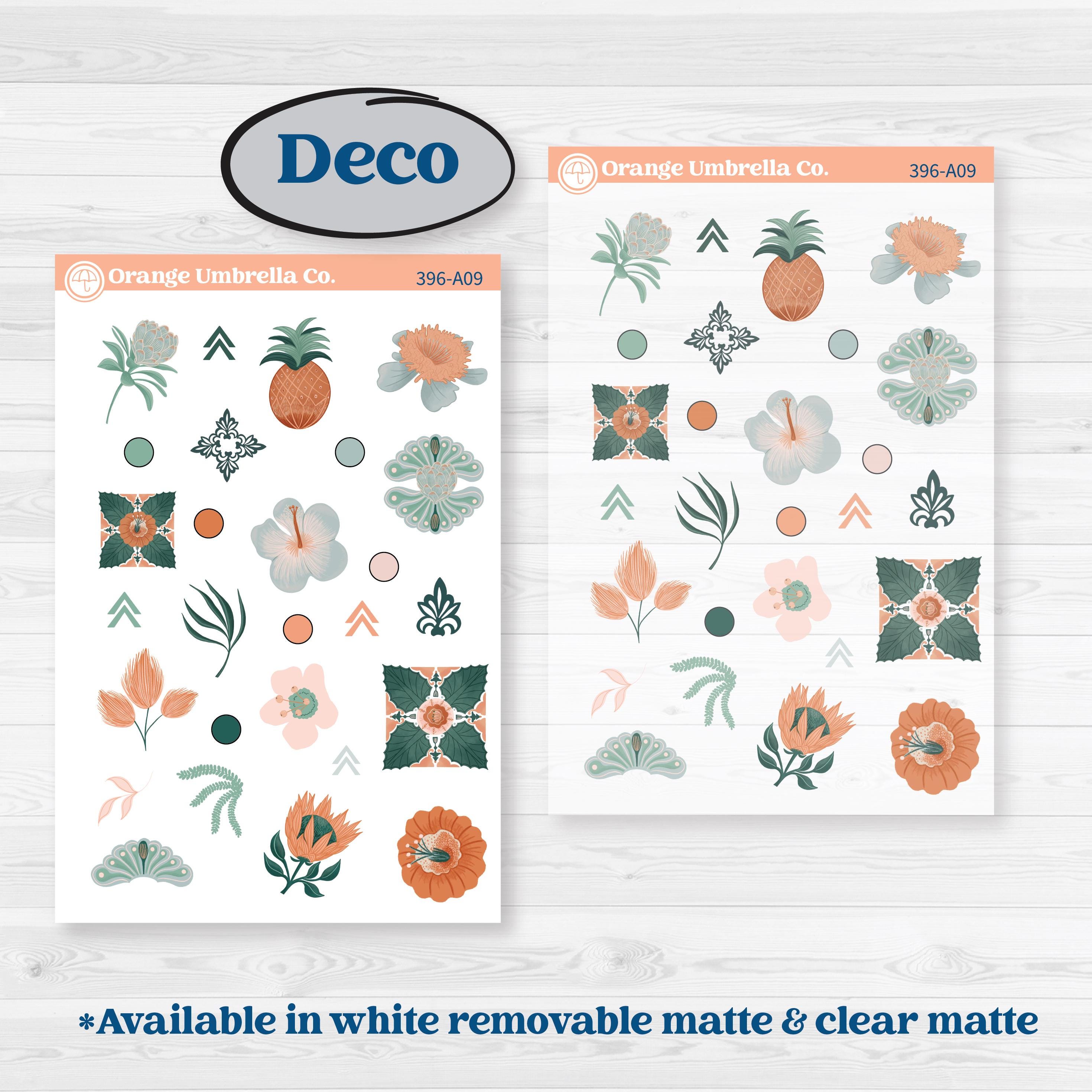 Floral Tropical Summer Kit | Weekly Sticker Kit for Vertical Planners like Erin Condren | Hawaii | KIT-396-A