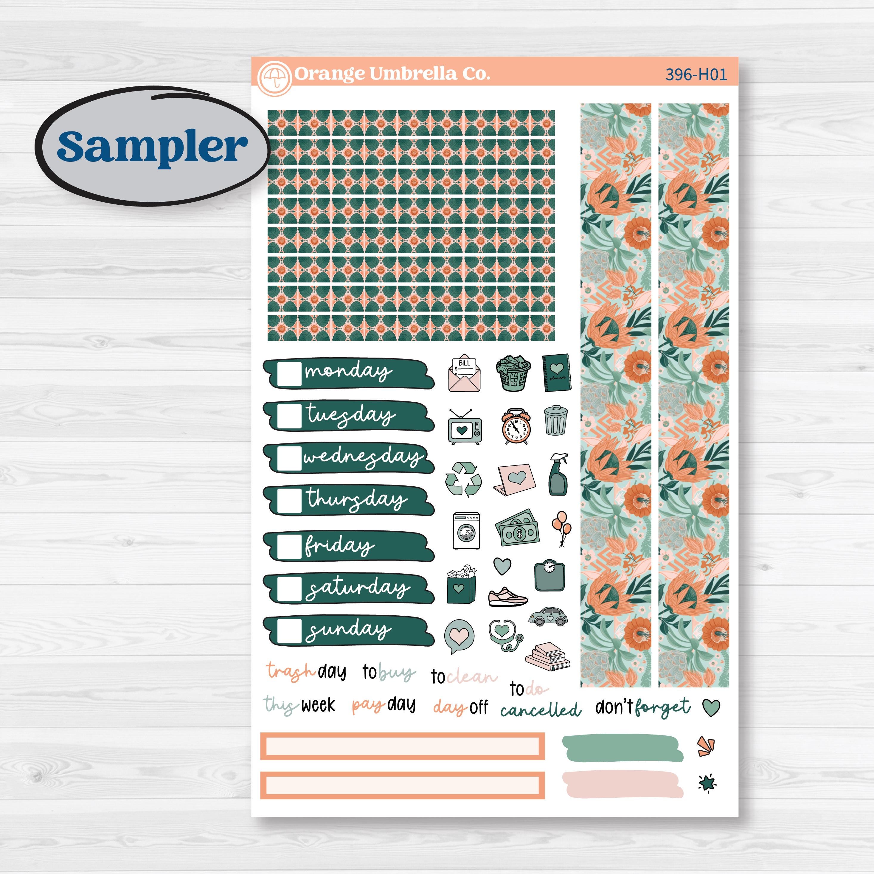 Floral Tropical Summer Kit | 7x9 Compact Vertical Planner Kit Stickers | Hawaii | KIT-396-H