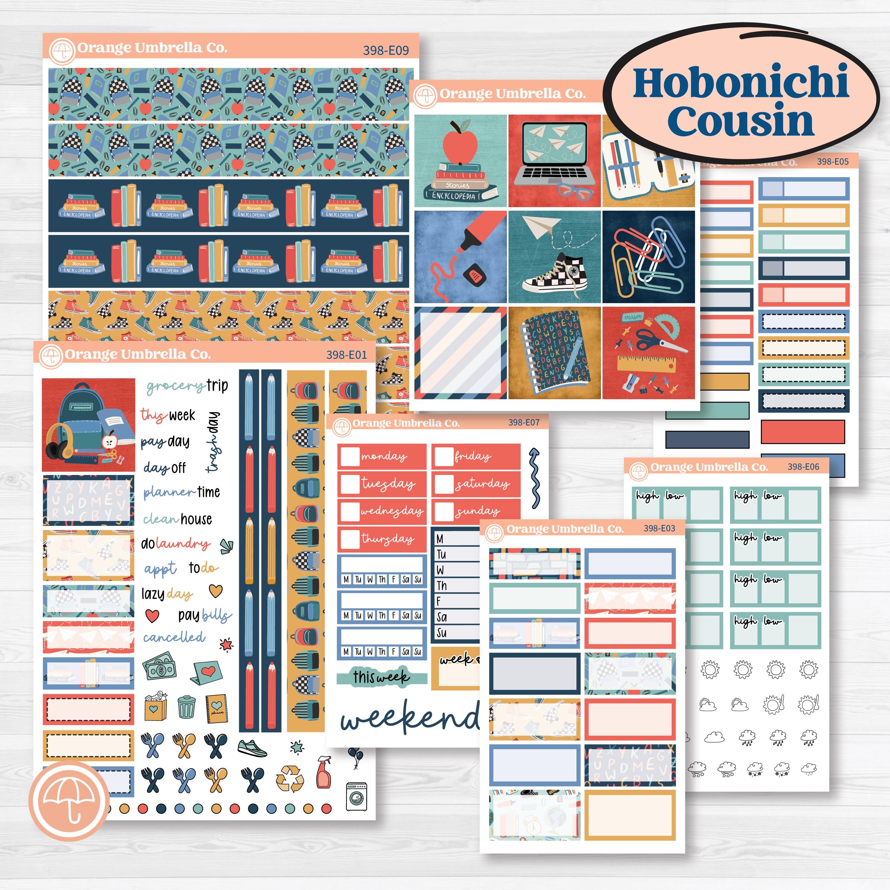Back to School Kit | Hobonichi Cousin Weekly & Daily Planner Kit Stickers | First Day Back | KIT-398-E