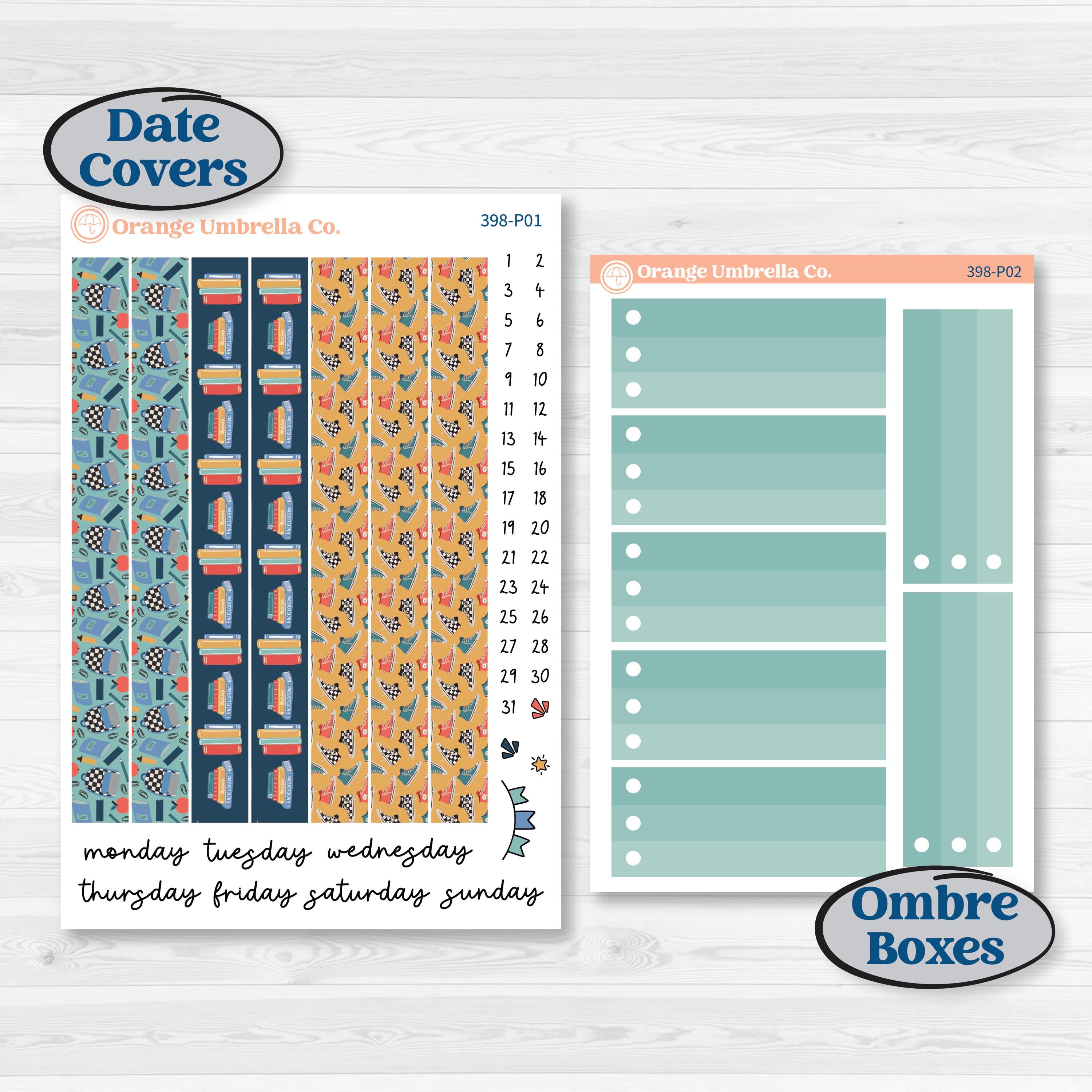 Back to School Kit | 7x9 Plum Daily Planner Kit Stickers | First Day Back | KIT-398-P