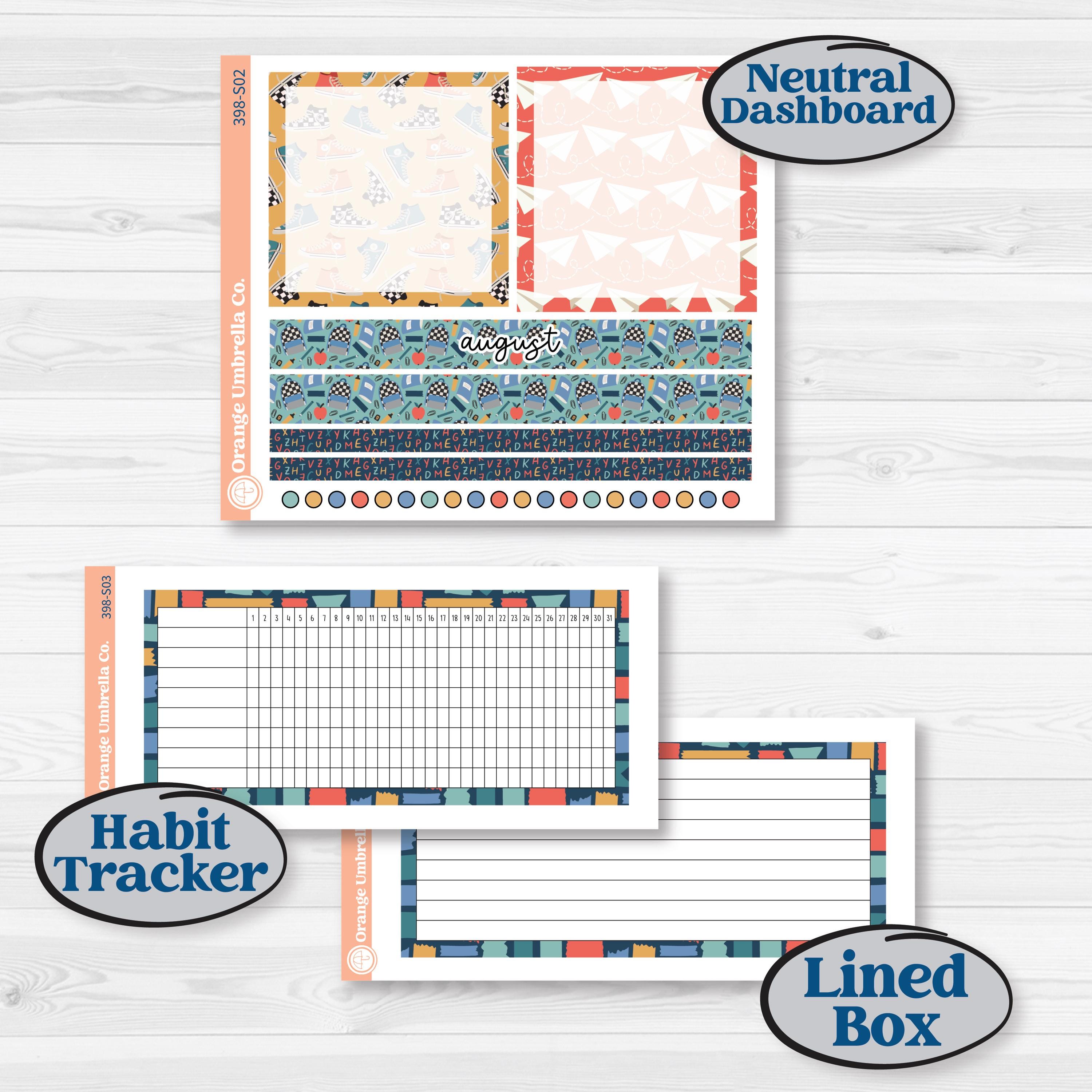Back to School Kit | A5 Plum Monthly & Dashboard Planner Kit Stickers | First Day Back | KIT-398-S