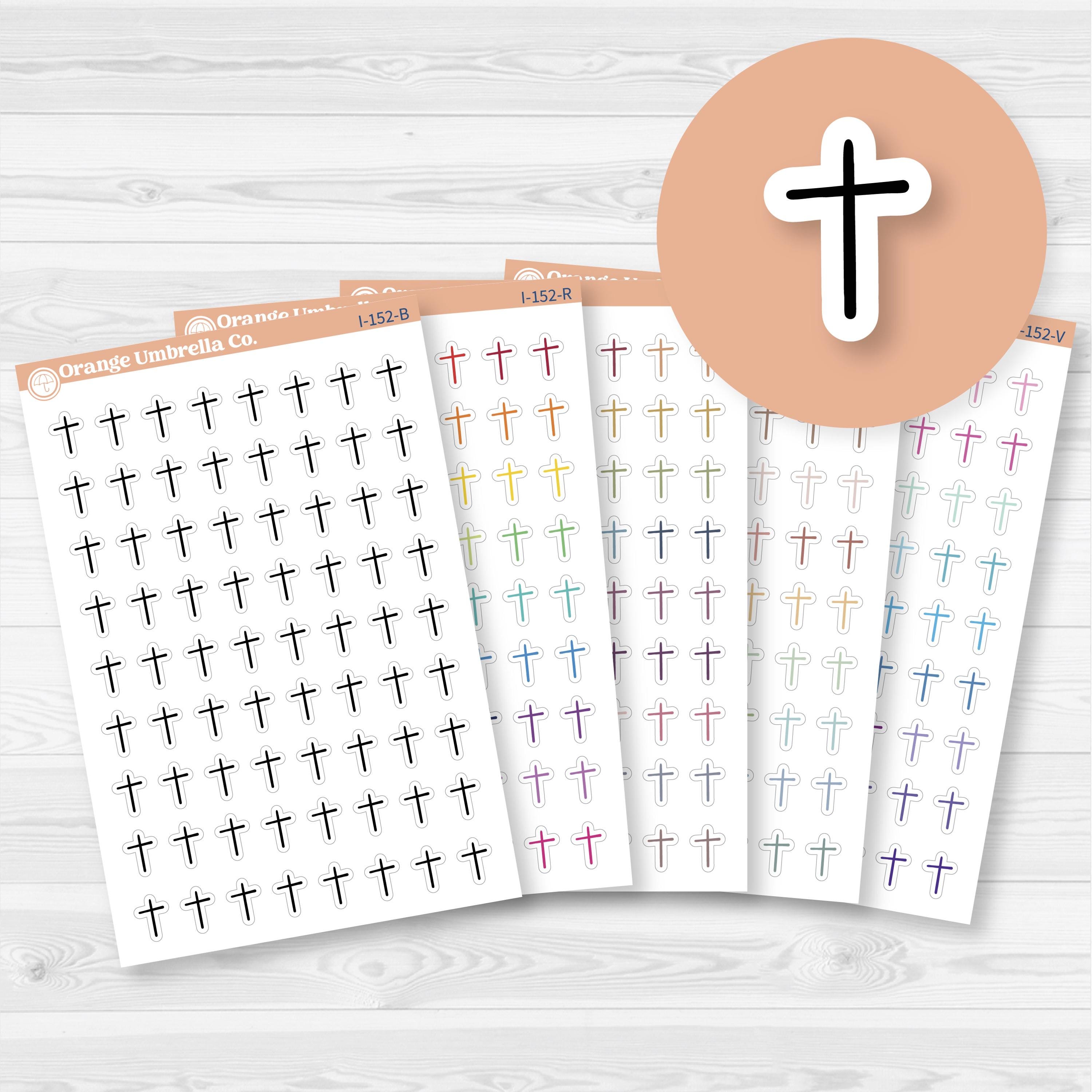 Micro Cross Church Icons Planner Stickers | Church Calendar Labels | I-152