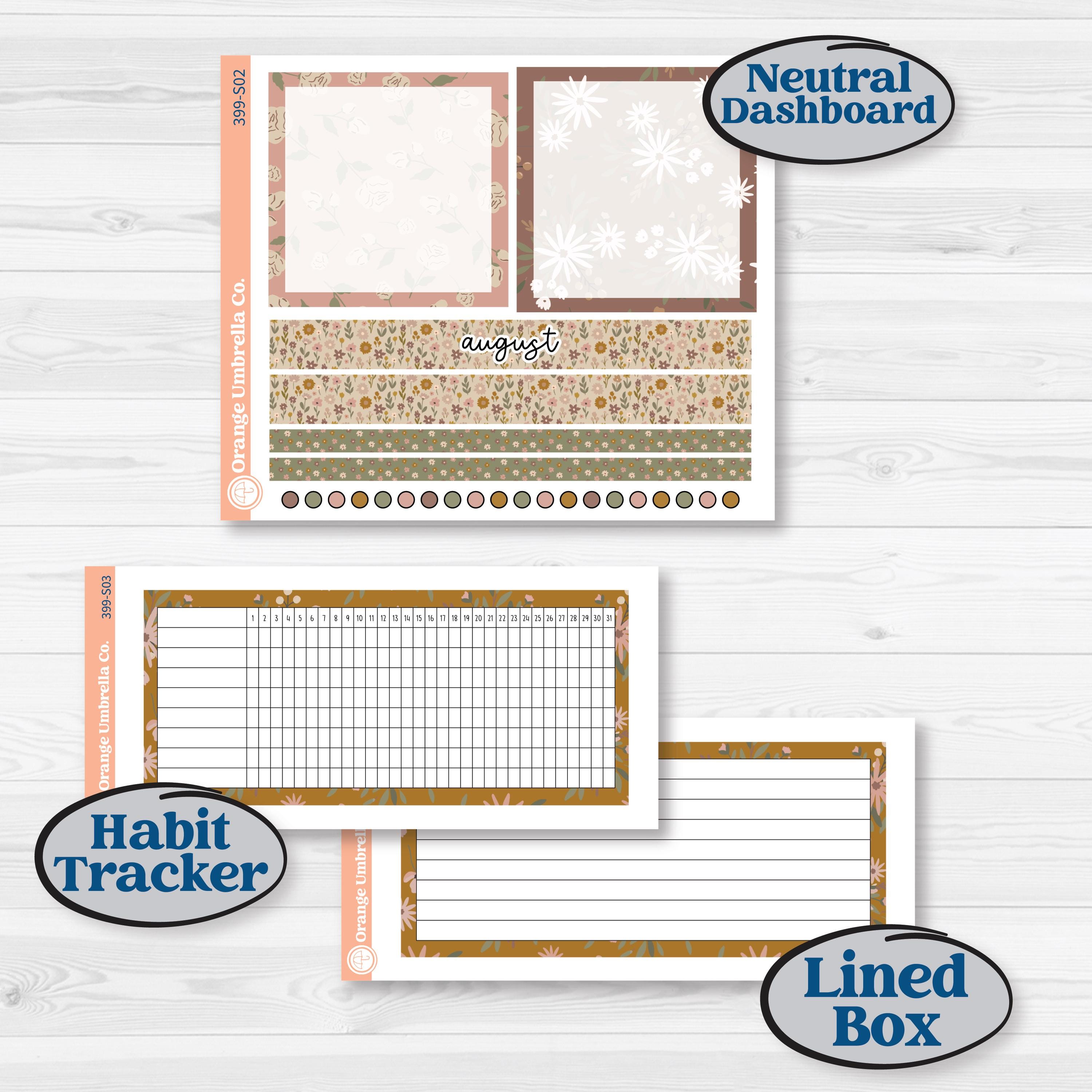 Summer or Fall Floral Kit | A5 Plum Monthly & Dashboard Planner Kit Stickers | Eloise | KIT-399-S